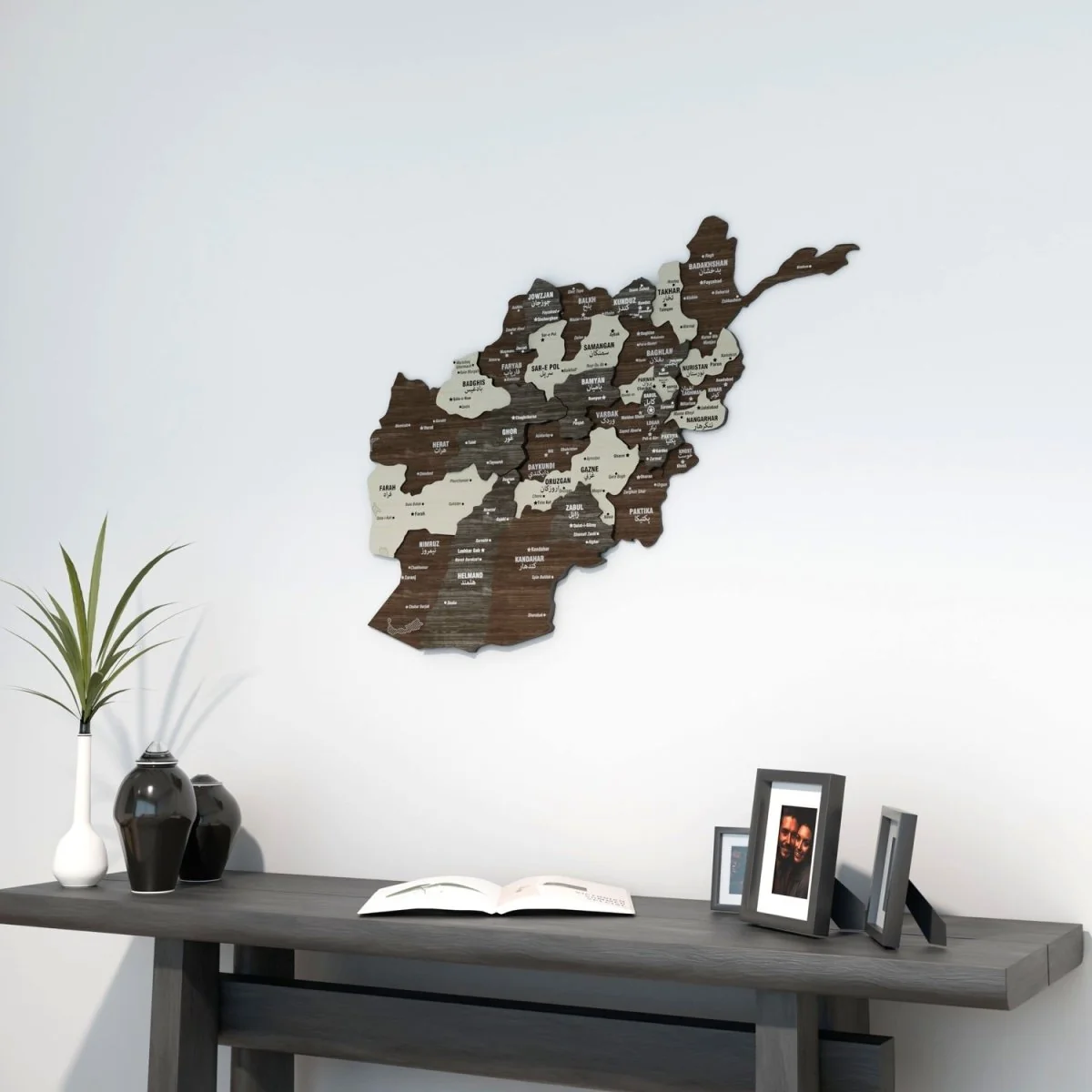 Wooden Afghanistan Wall Map - Islamic Home&Office Decor - Image 2