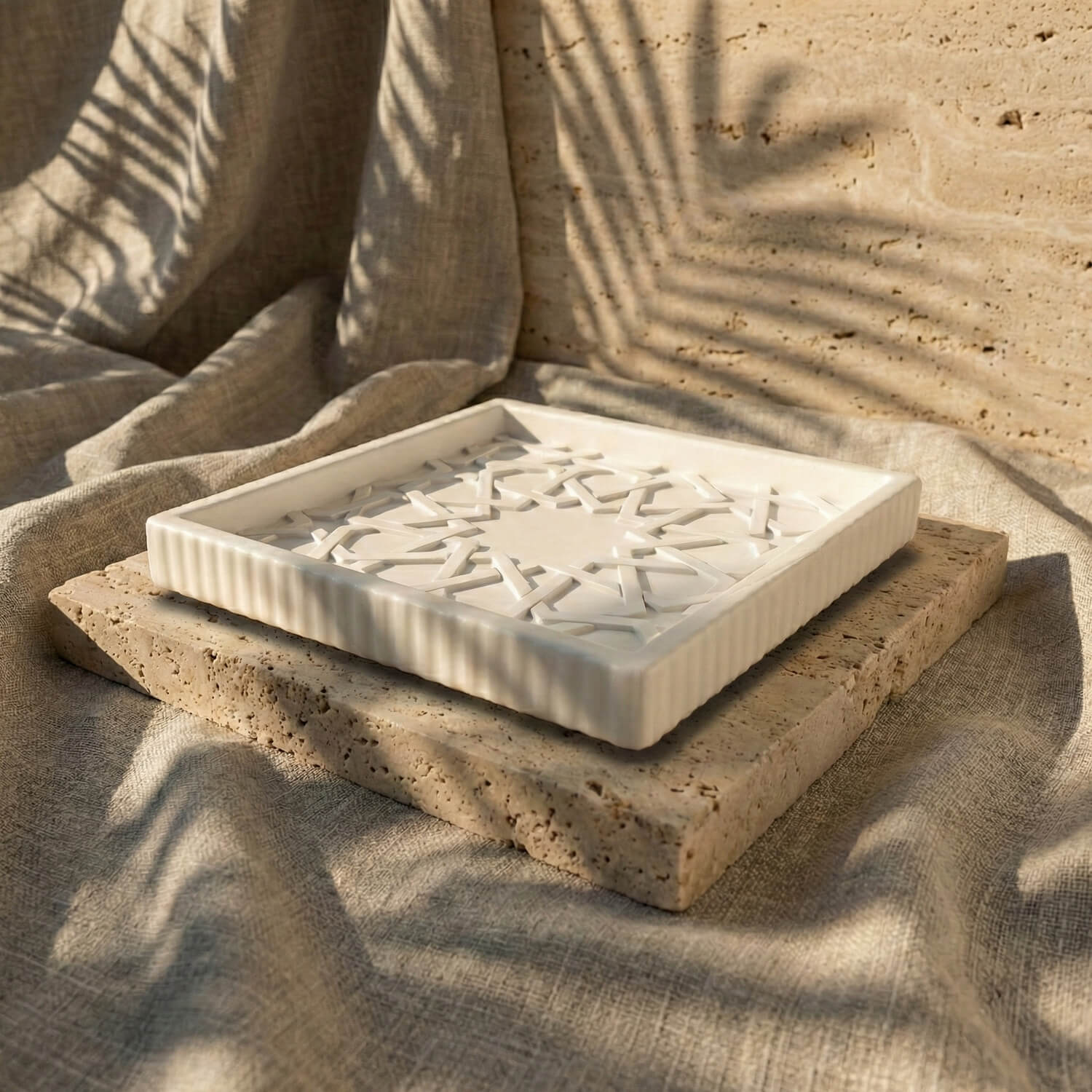 Alhambra Mexuar Pattern Stone Relief – Handmade Islamic Geometric Decor - Image 2
