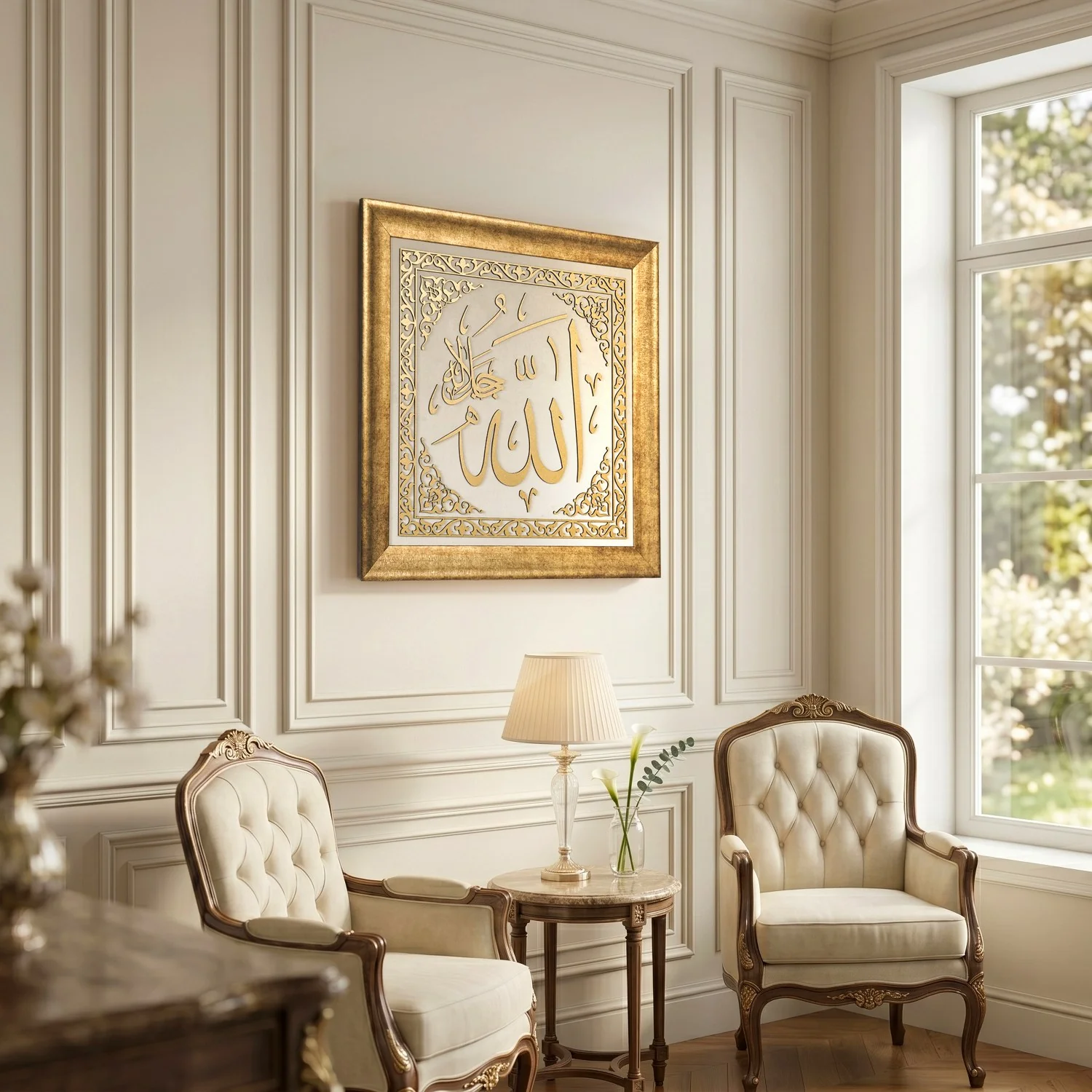 Allah (SAW) & Mohammad (PBUH) Framed Islamic Wall Art - Velvet Calligraphy Decor - Image 7