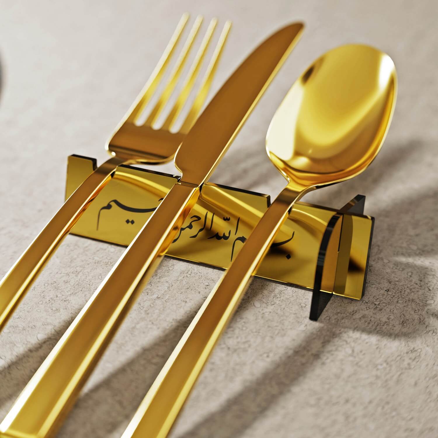 Basmala Acrylic Cutlery Holder – Modern Mirror Finish Iftar Table Decor - Image 4