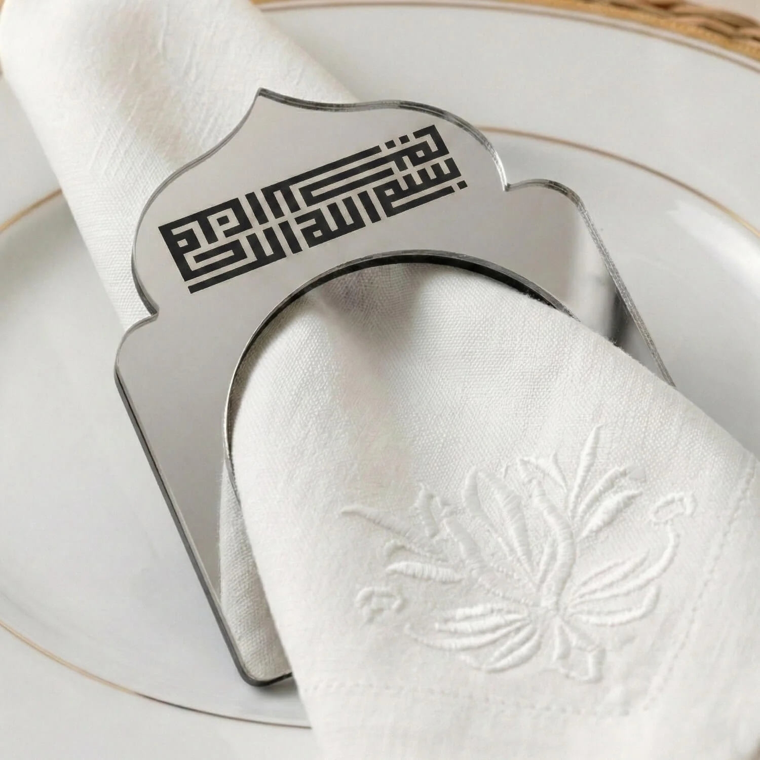 Basmala Kufic Dome Acrylic Napkin Rings – Geometric Islamic Table Decor - Image 5