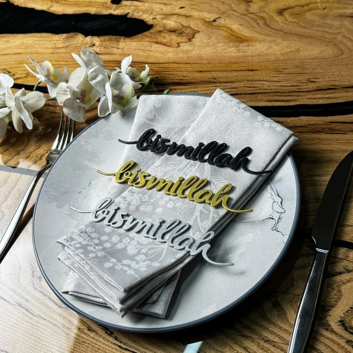 Bismillah Metal Napkin Ornament Iftar & Eid Dinner Table Setting Decor - Image 10