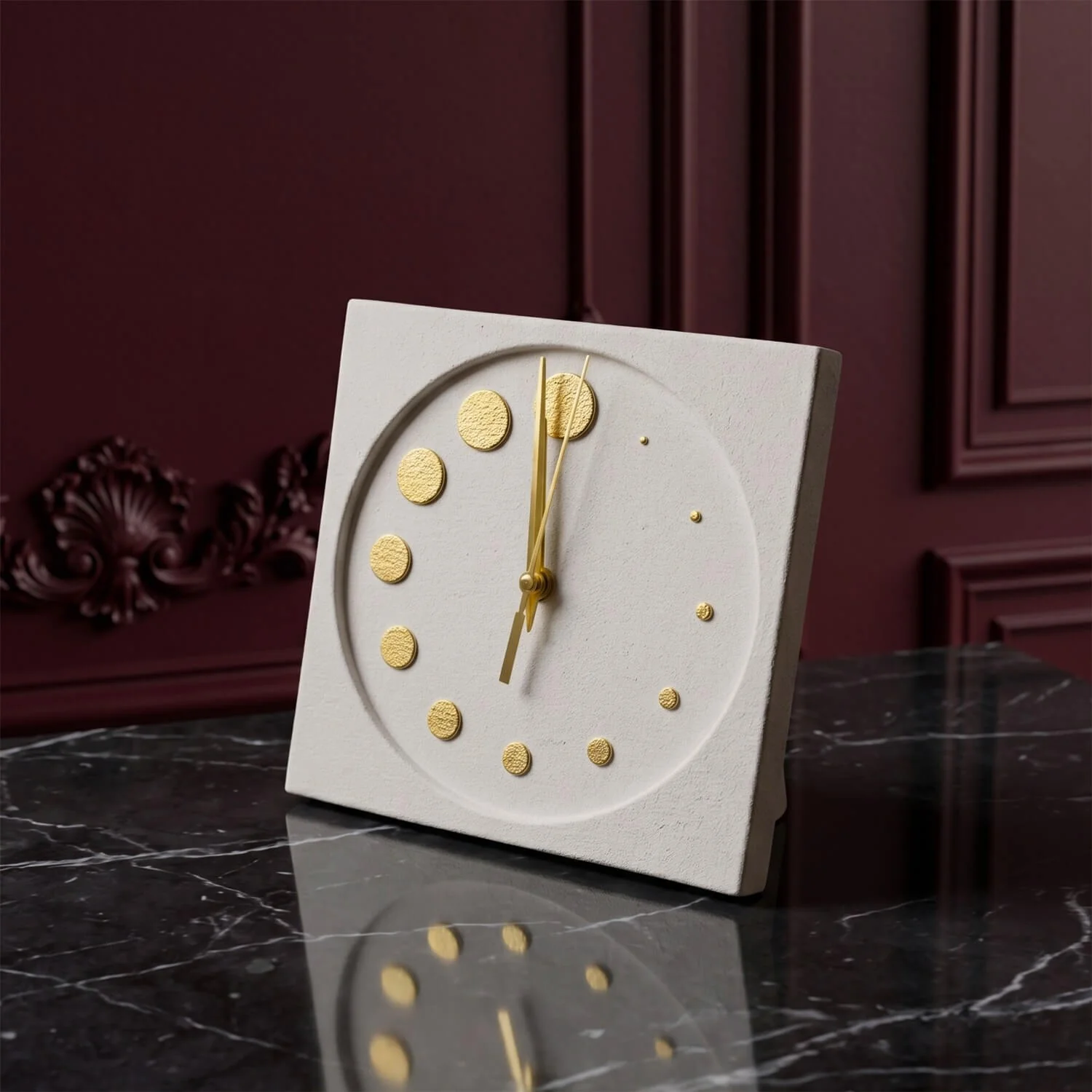 Circles Stone Desktop Clock Premium Decor