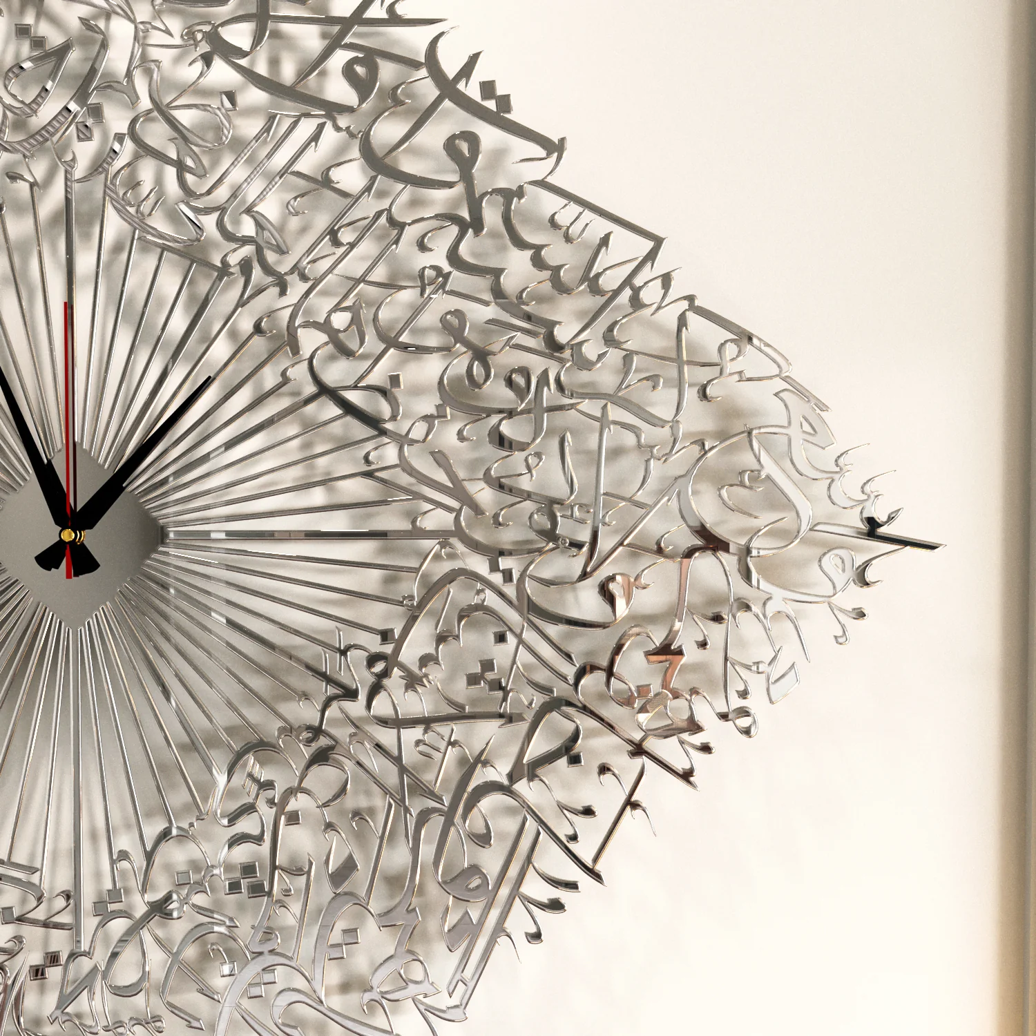 Diamond Shaped Ayatul Kursi Metal Islamic Wall Clock - 3D Arabic Calligraphy - Image 12