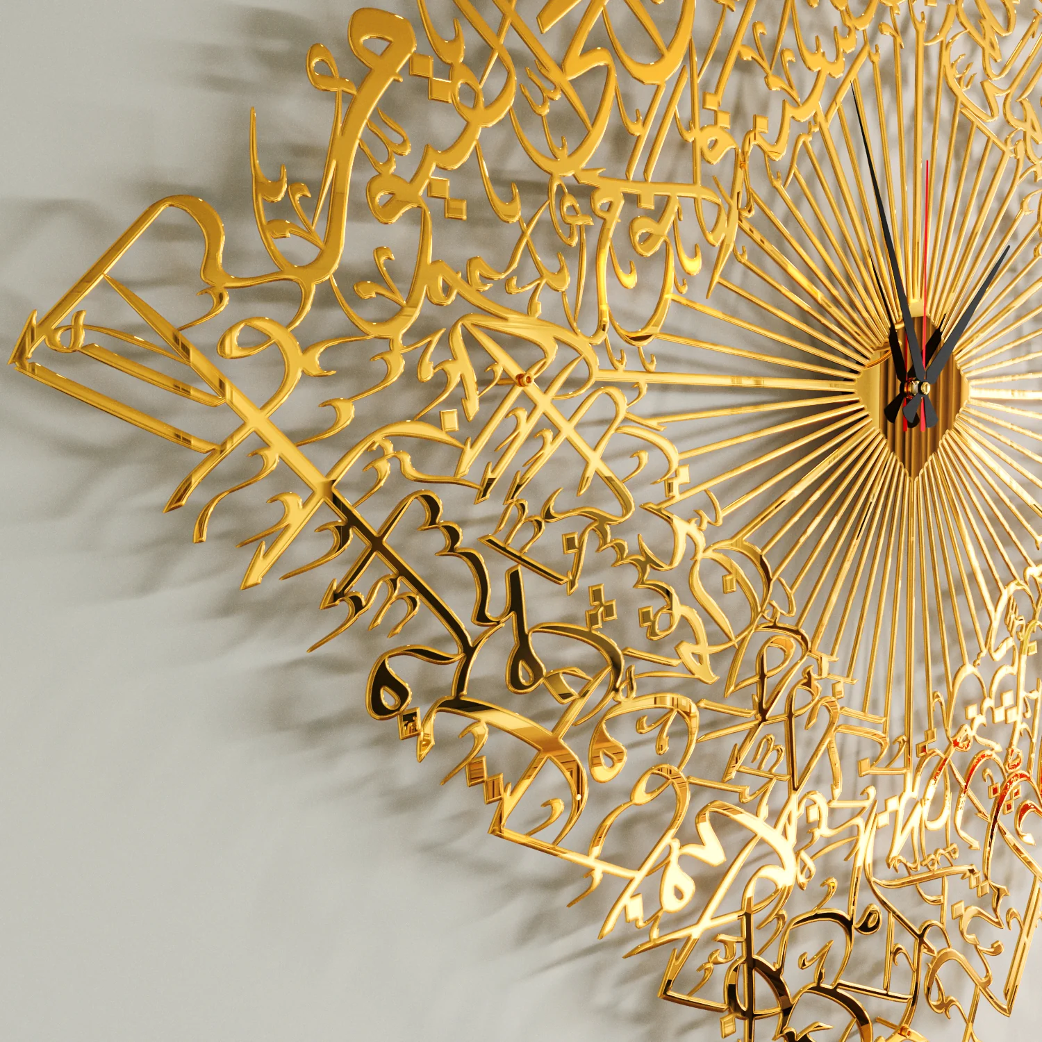 Diamond Shaped Ayatul Kursi Metal Islamic Wall Clock - 3D Arabic Calligraphy - Image 23