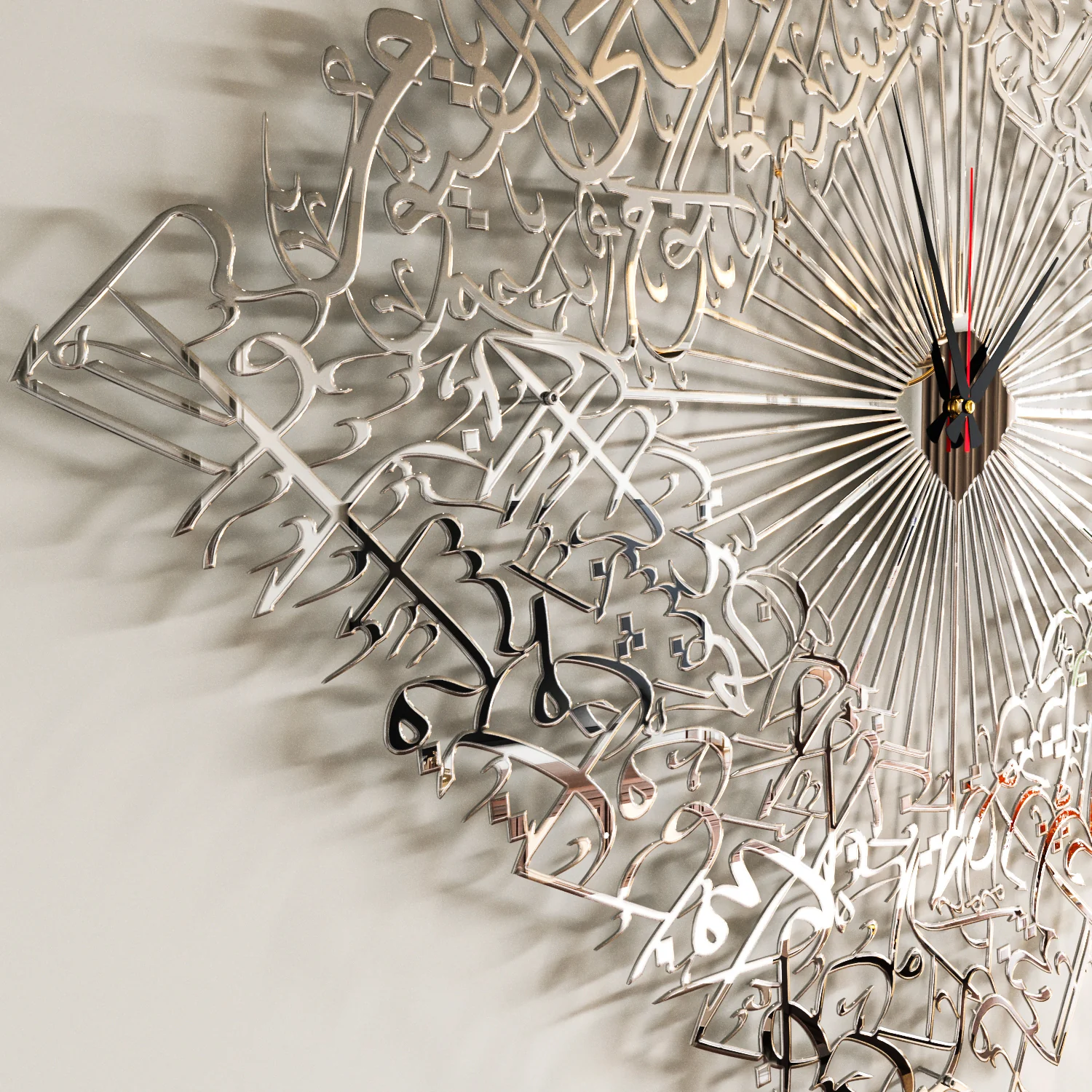 Diamond Shaped Ayatul Kursi Metal Islamic Wall Clock - 3D Arabic Calligraphy - Image 24