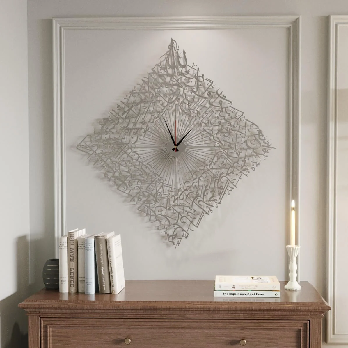 Diamond Shaped Ayatul Kursi Metal Islamic Wall Clock - 3D Arabic Calligraphy - Image 37
