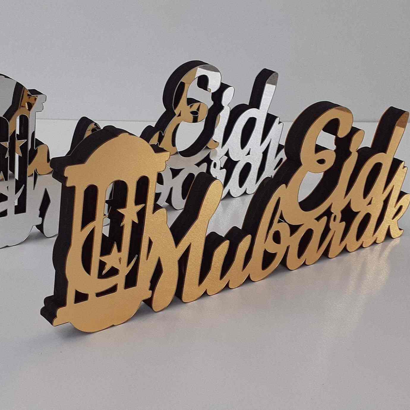 Eid Mubarak Wooden Table Art - Islamic Gift for Ramadan - Image 12