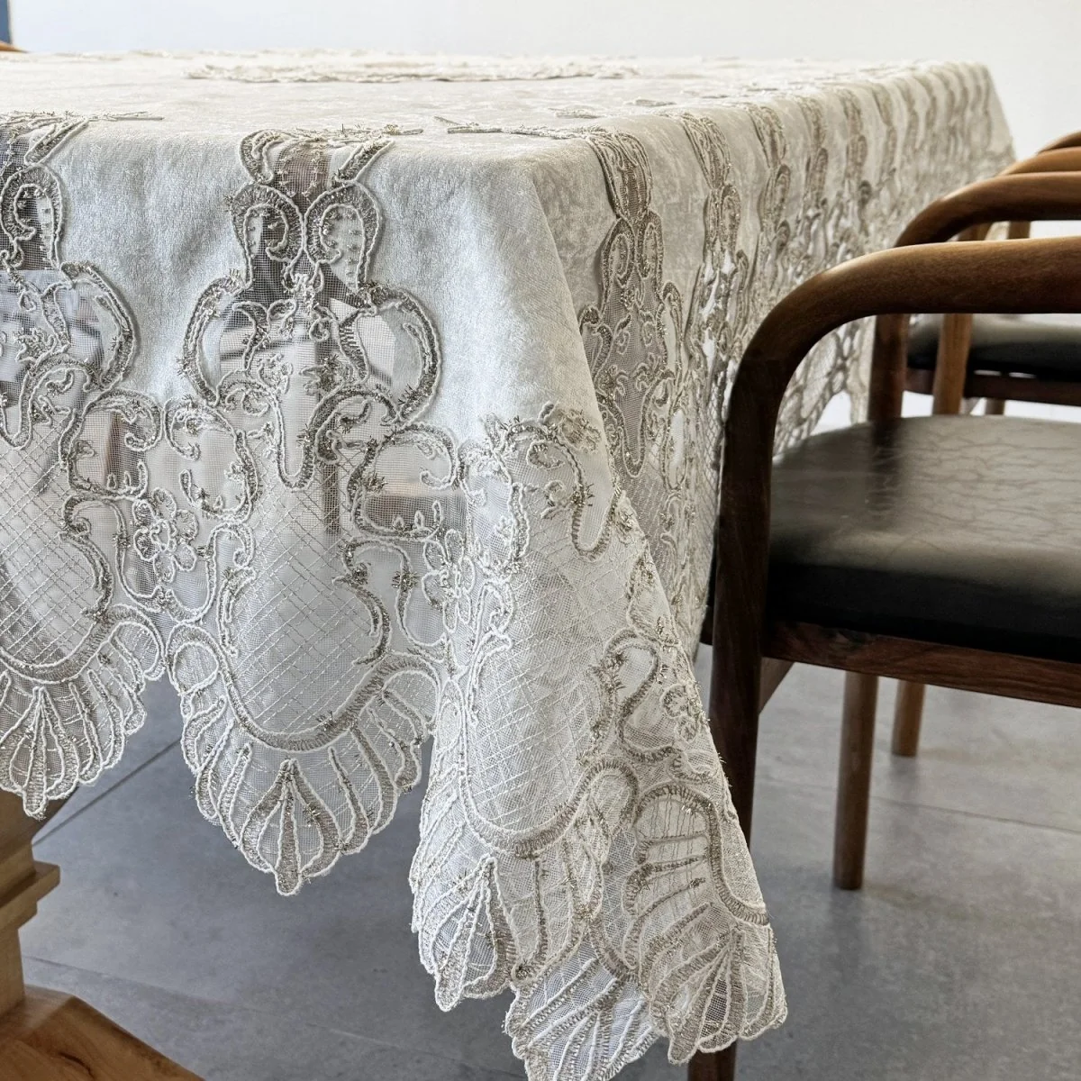 Embroidered Rectangular Tableclot - Elegant Dining Table Decor - Image 2