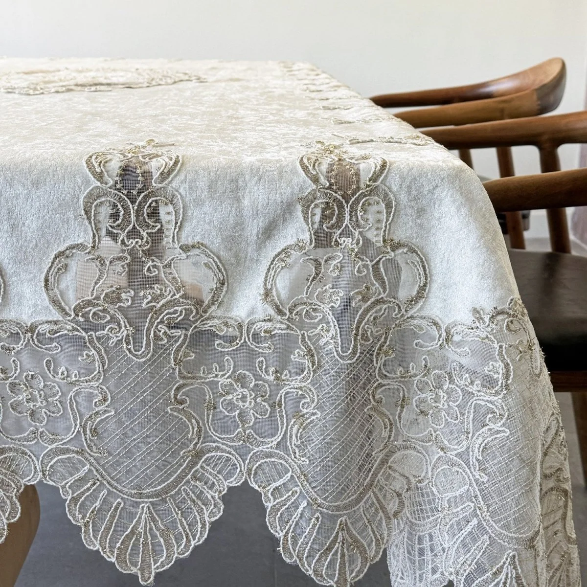 Embroidered Rectangular Tableclot - Elegant Dining Table Decor - Image 6