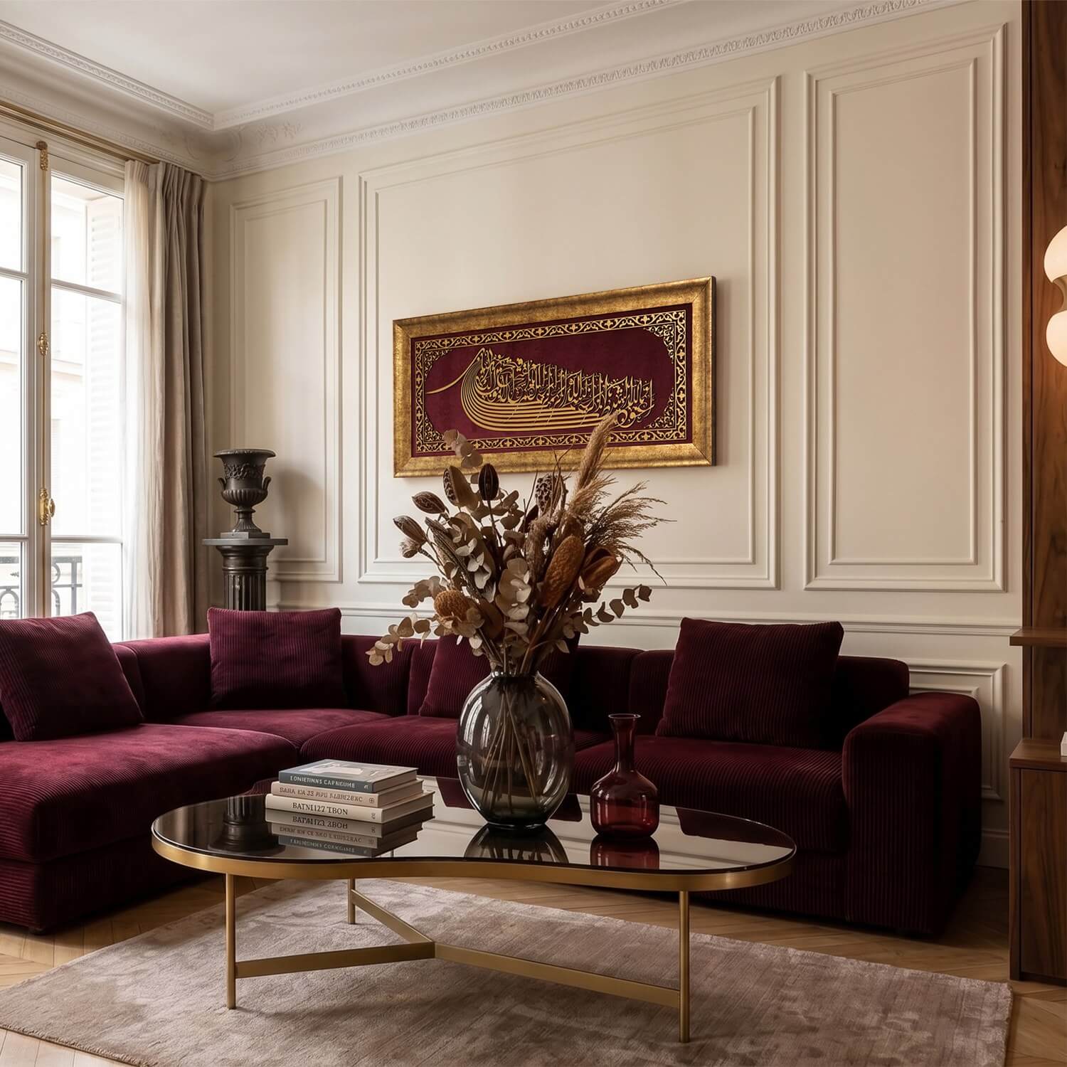 Euzu Basmala & Dua of Fath Framed Islamic Wall Art on Velvet - Image 3