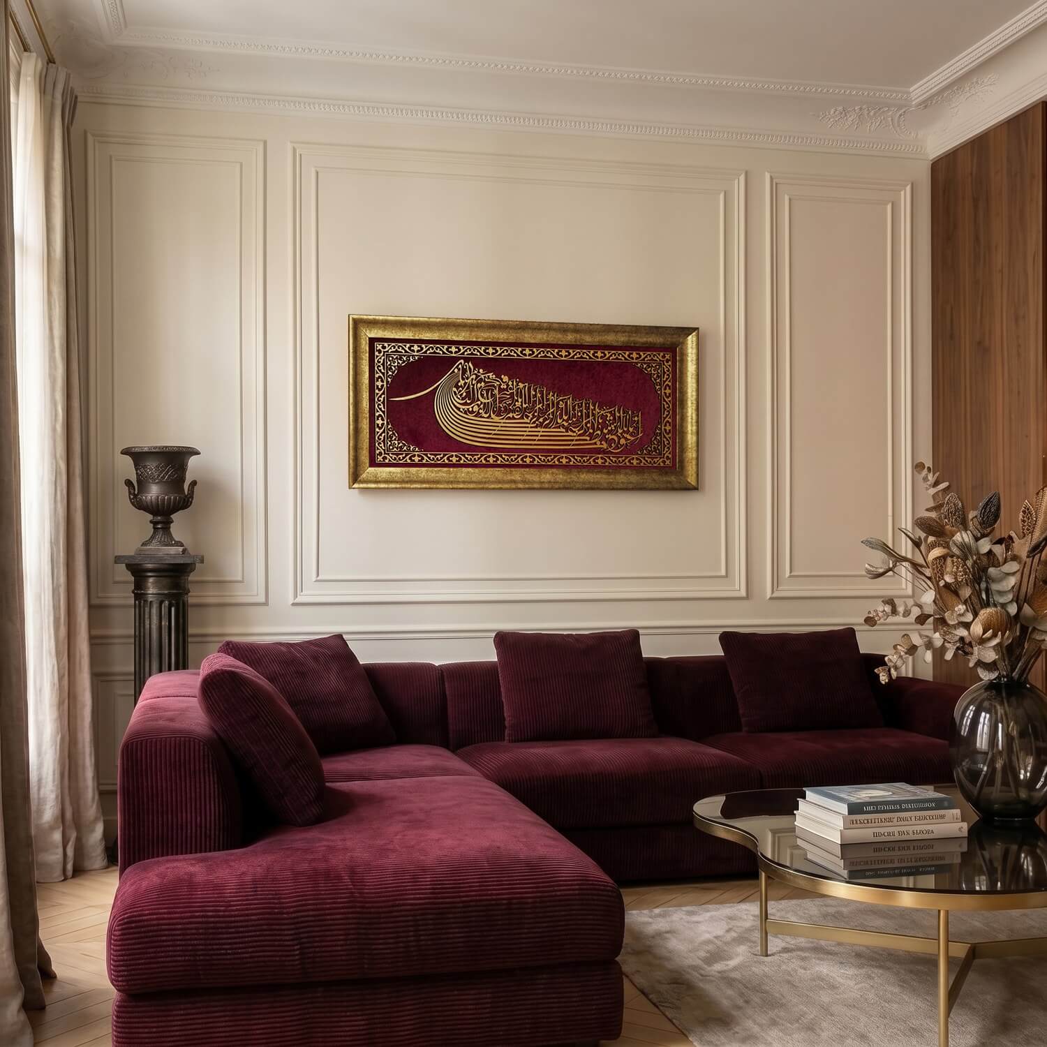 Euzu Basmala & Dua of Fath Framed Islamic Wall Art on Velvet - Image 5
