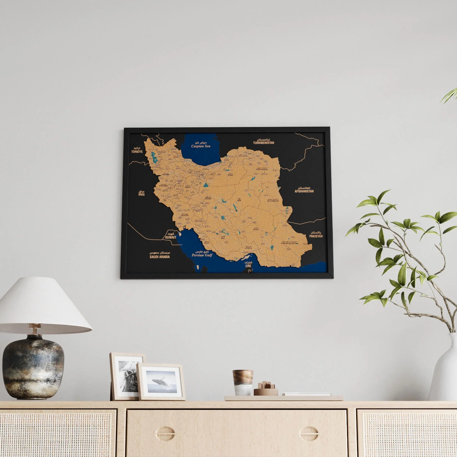 Framed Iran Cork Map Premium Wall Decor - Image 10