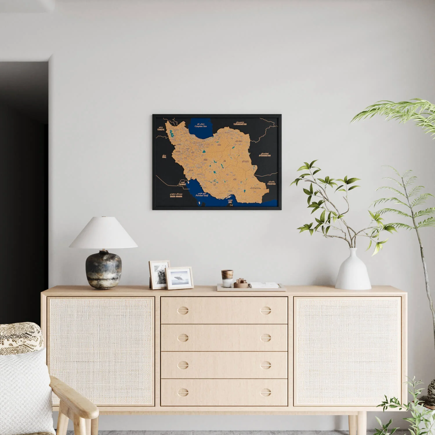 Framed Iran Cork Map Premium Wall Decor - Image 11