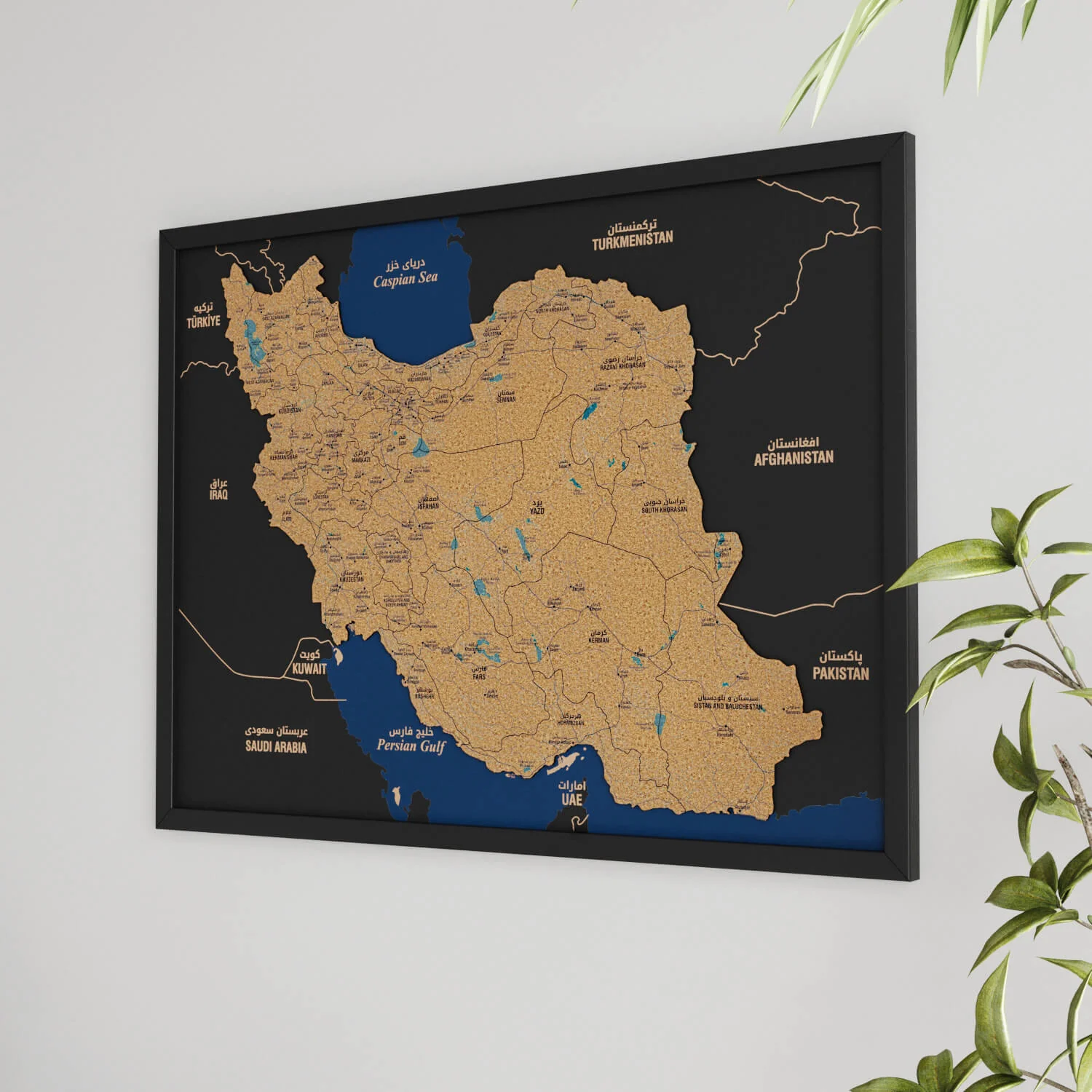 Framed Iran Cork Map Premium Wall Decor - Image 12