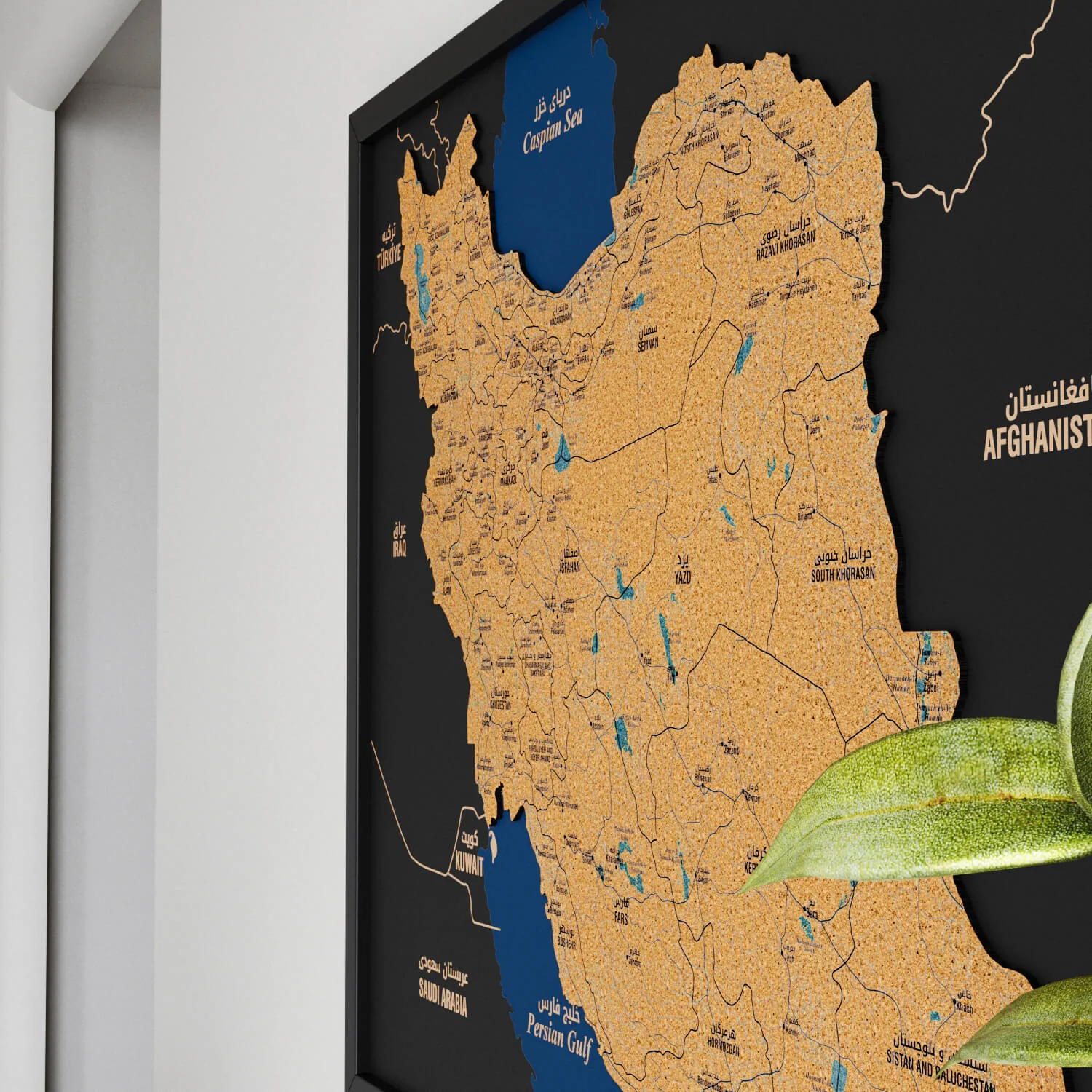 Framed Iran Cork Map Premium Wall Decor - Image 13