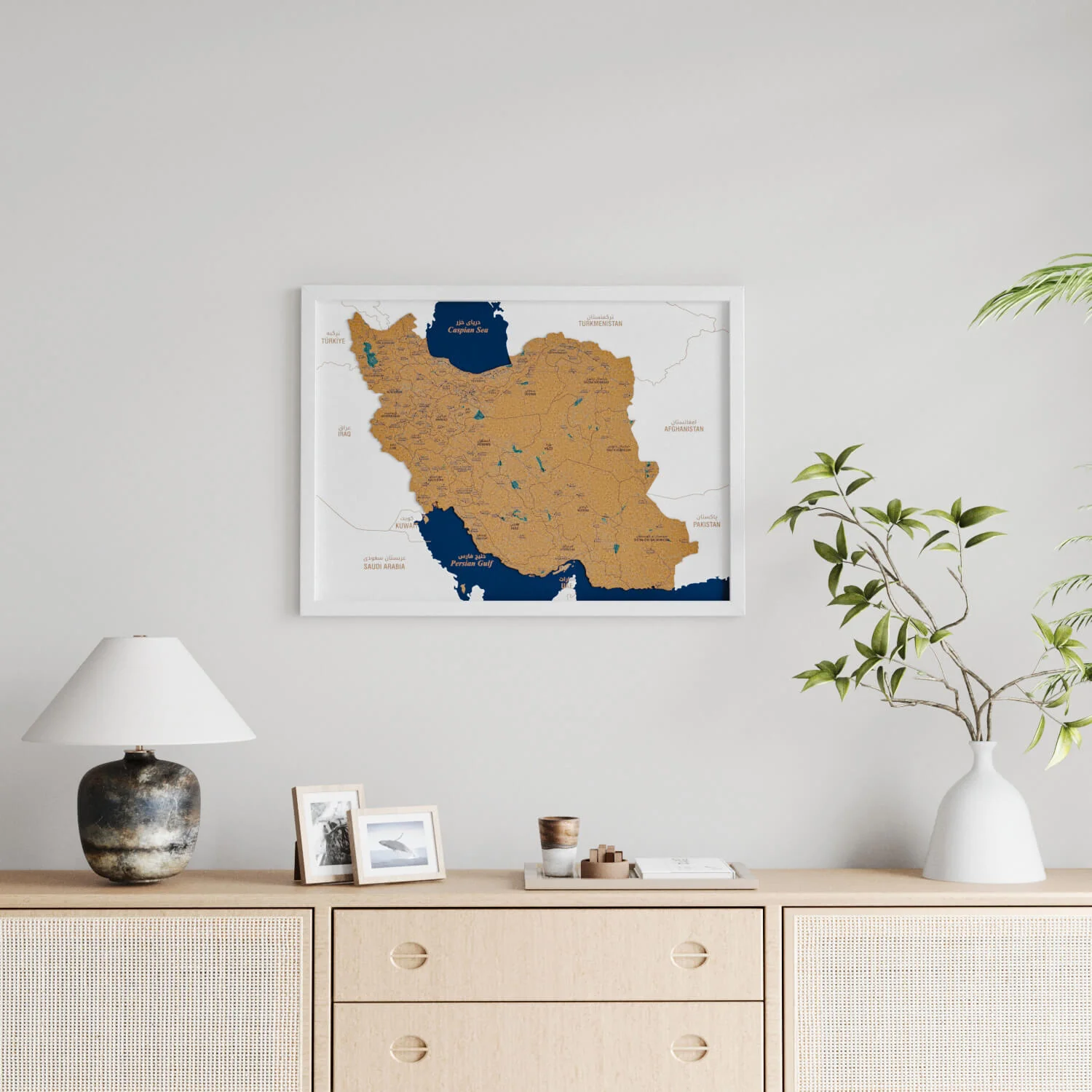 Framed Iran Cork Map Premium Wall Decor - Image 14