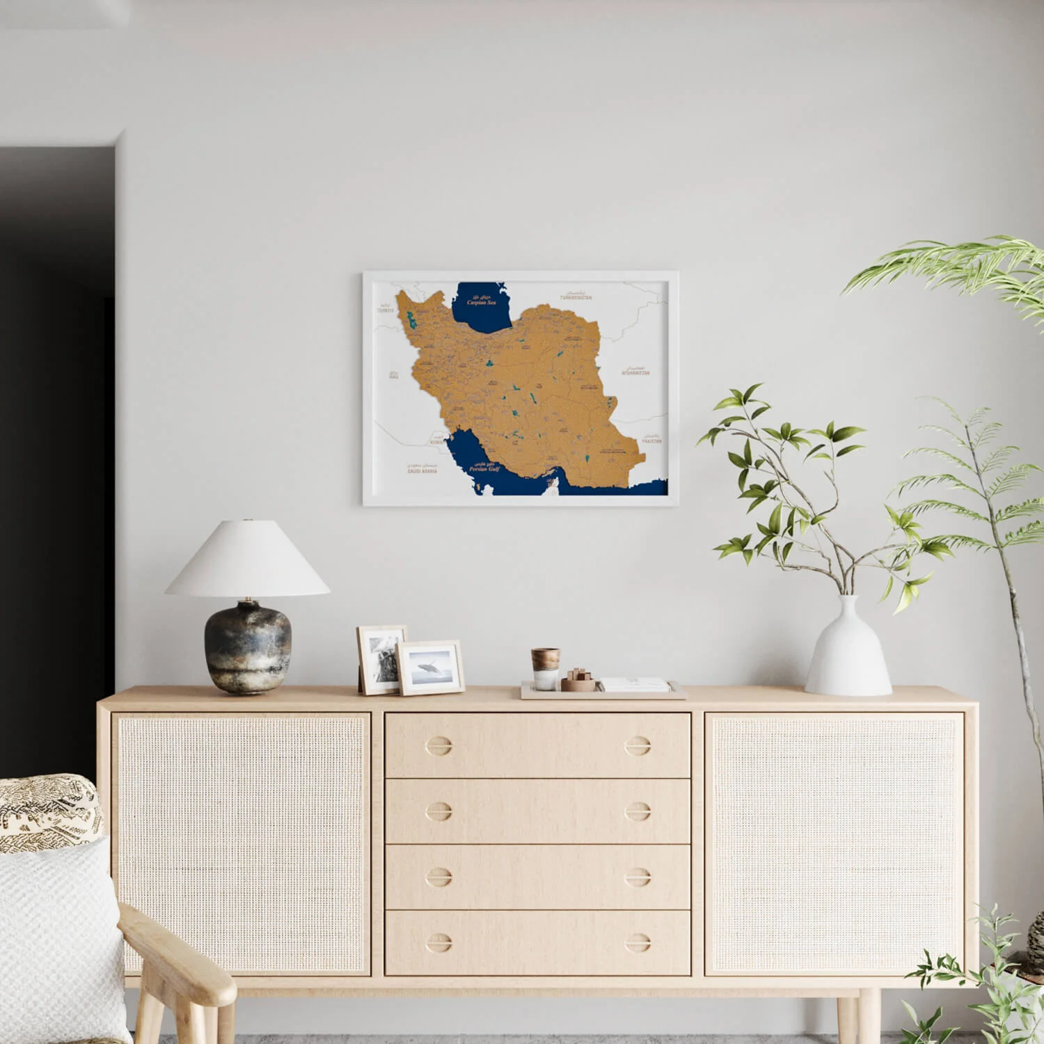 Framed Iran Cork Map Premium Wall Decor - Image 19