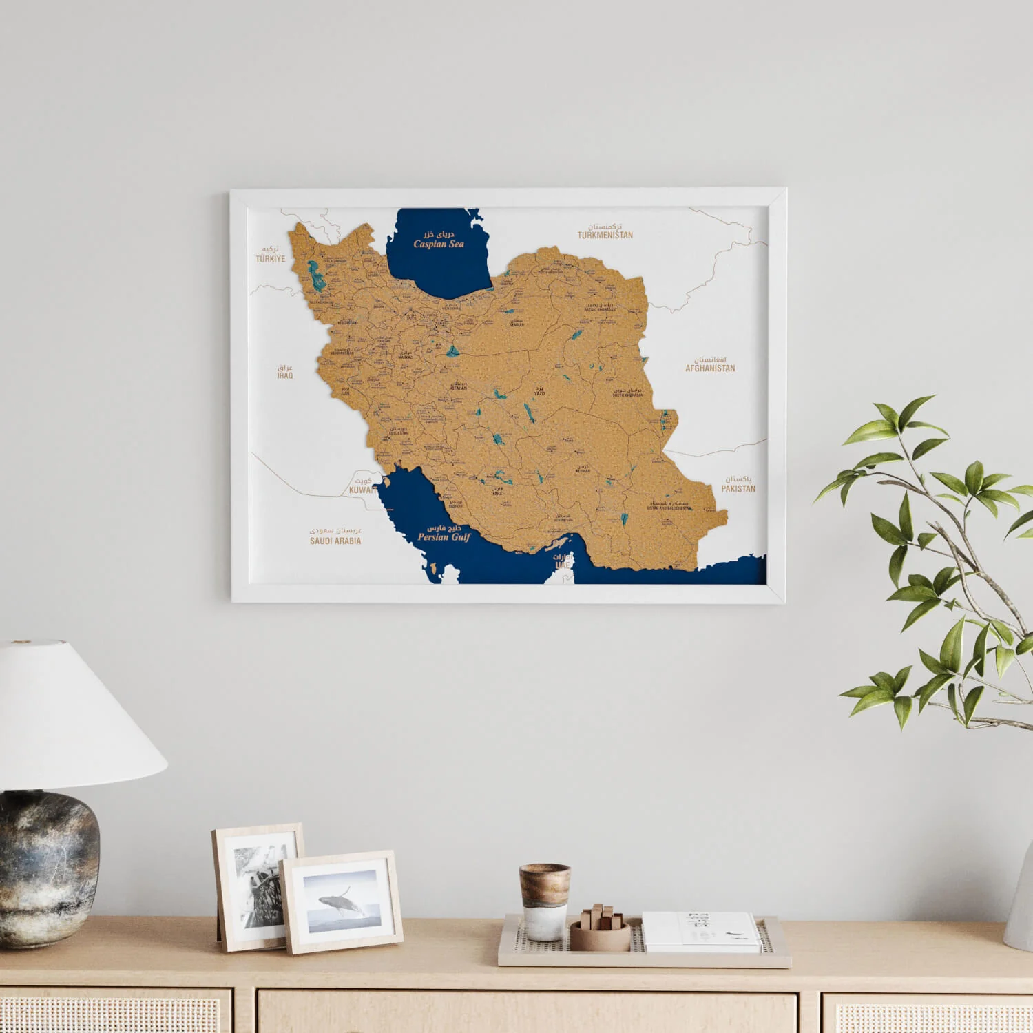 Framed Iran Cork Map Premium Wall Decor - Image 2