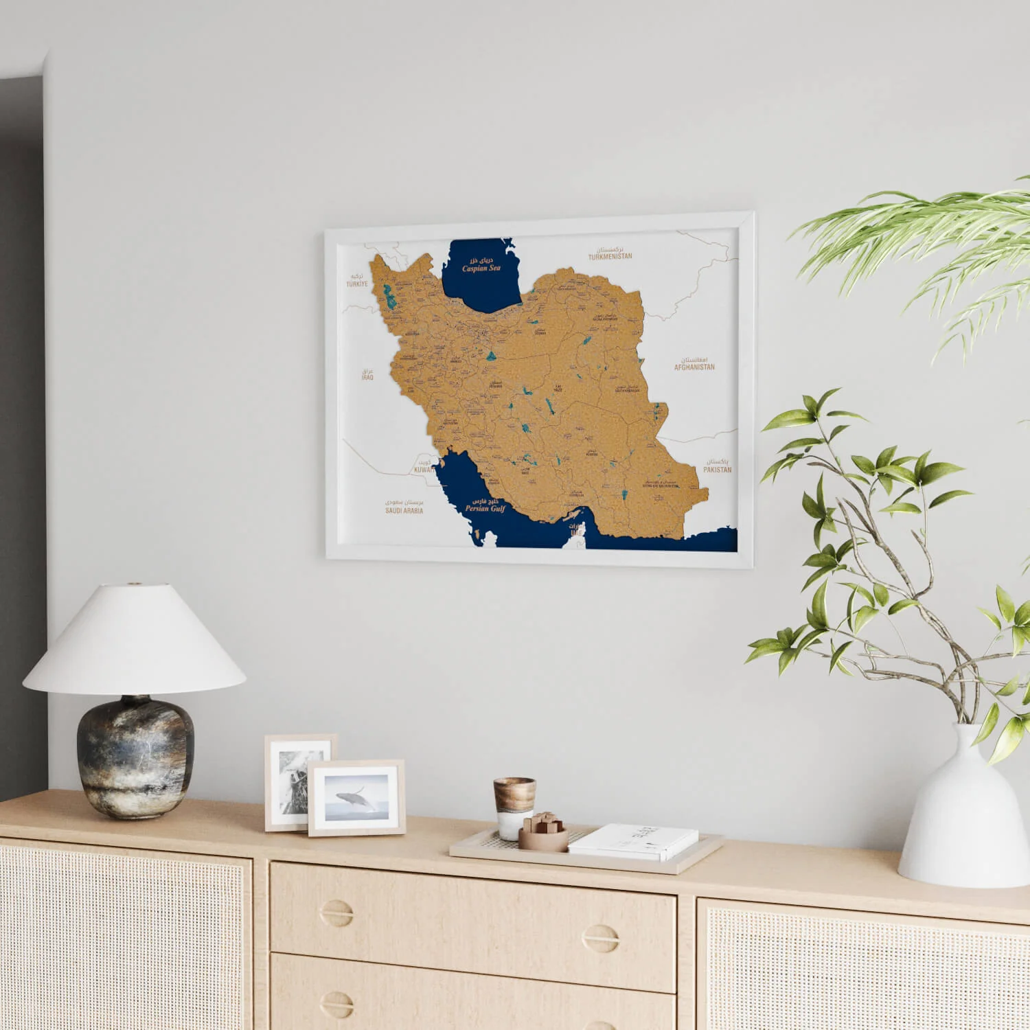 Framed Iran Cork Map Premium Wall Decor - Image 20