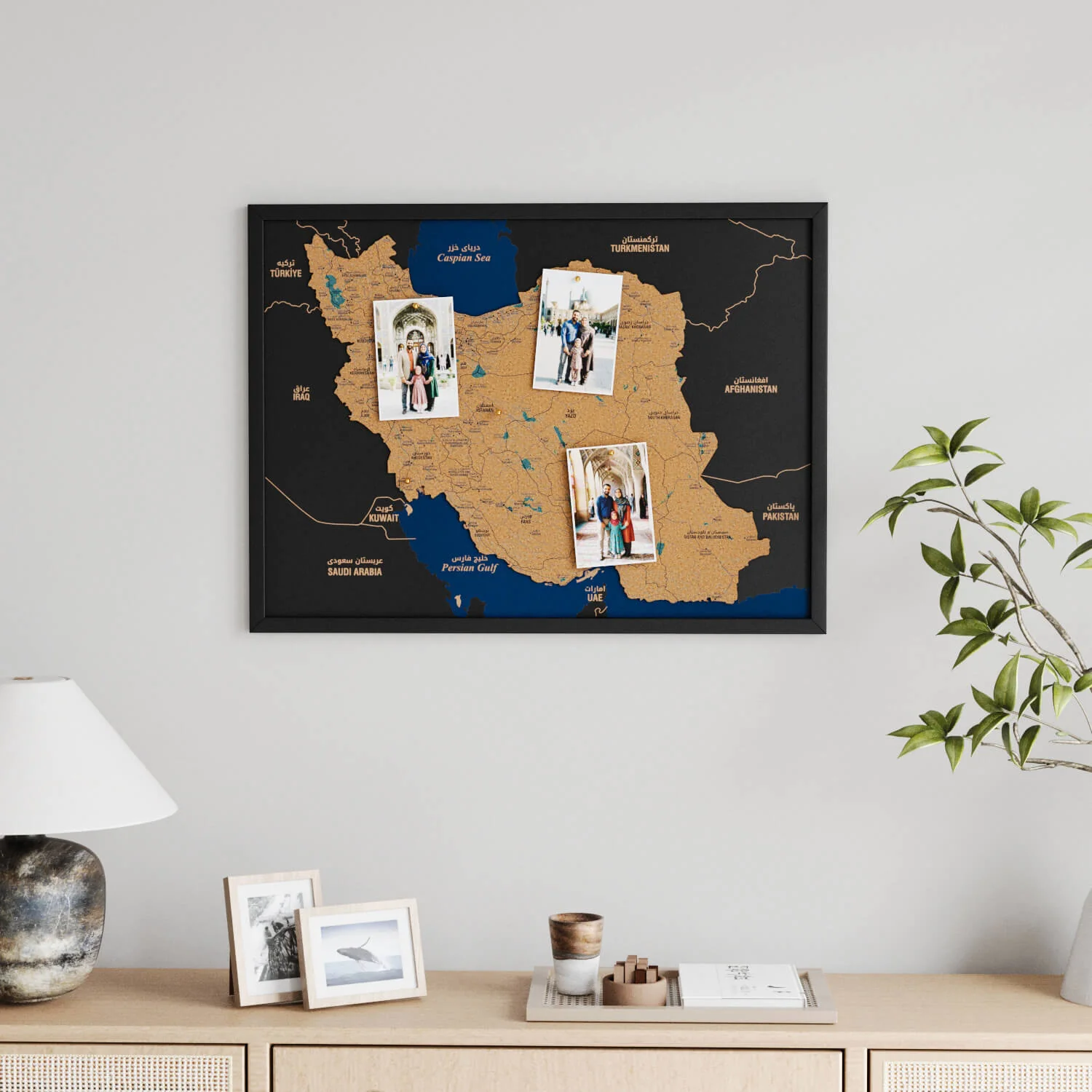 Framed Iran Cork Map Premium Wall Decor - Image 3