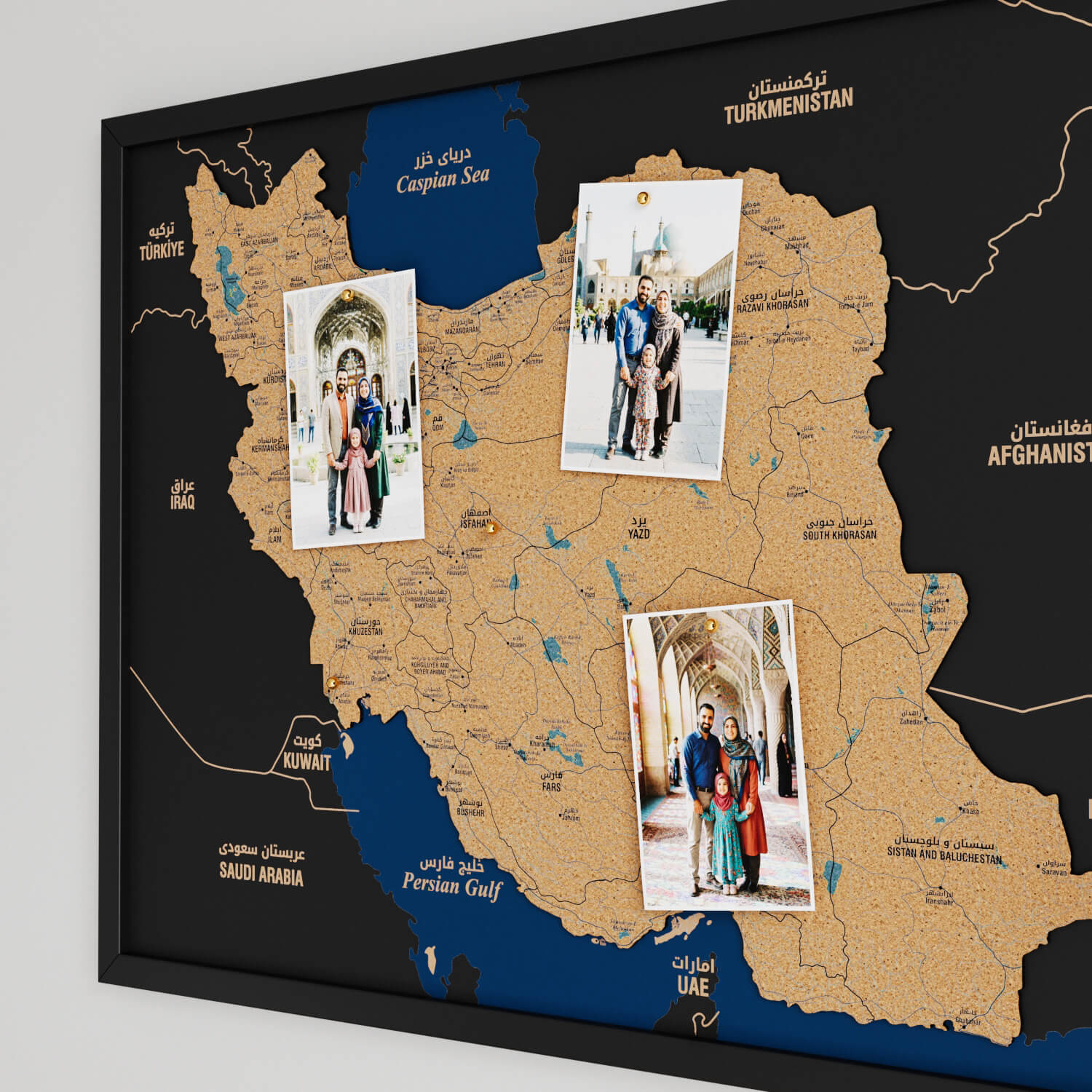 Framed Iran Cork Map Premium Wall Decor - Image 6