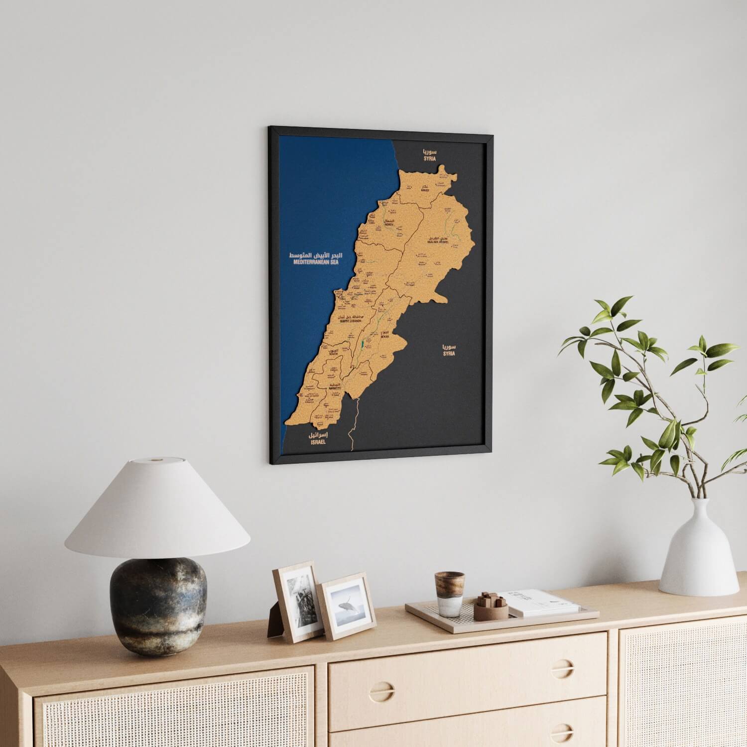 Framed Lebanon Cork Map Premium Wall Decor - Image 9