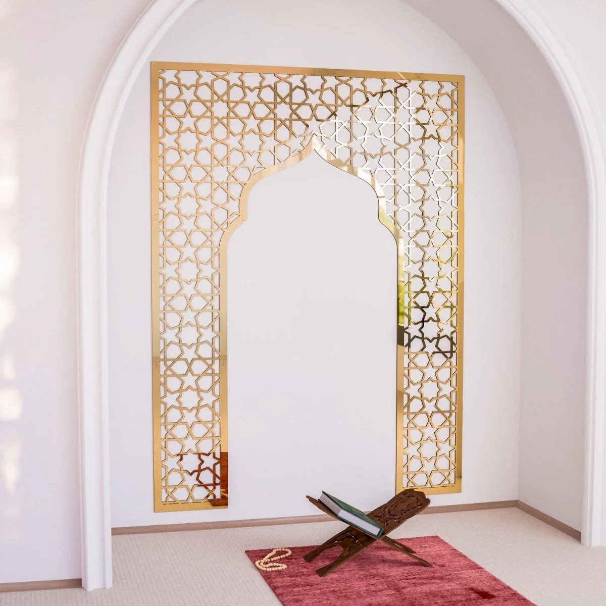 Geometric Design Mihrab - Wooden Islamic Wall Art | Prayer Room Accent - Image 10