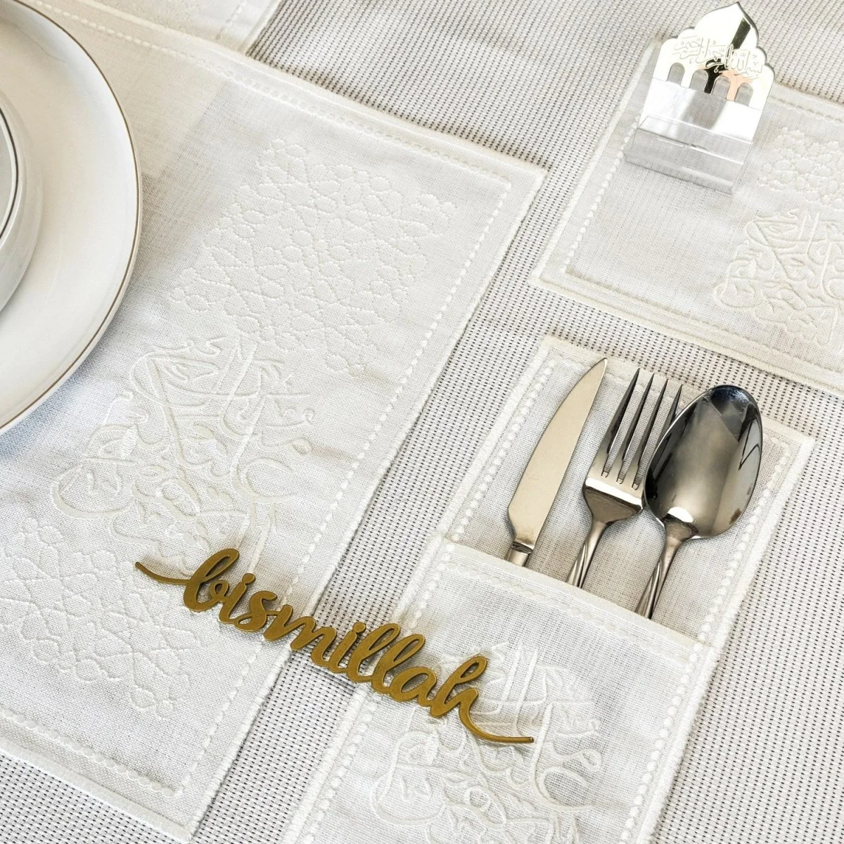 Ramadan Dining Table Cream Placemat Set - 6 Persons - 19 Pcs. - Full Set - Image 14