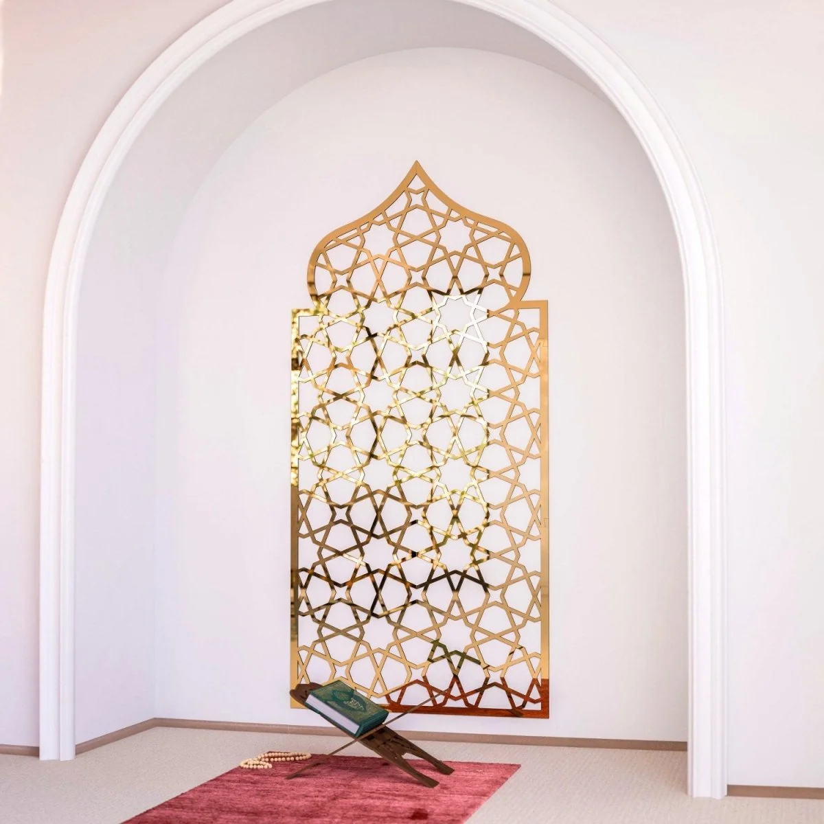 Home Prayer Niche Interior Mihrab - Islamic Gift | 8-Pointed Star Motif - Image 10