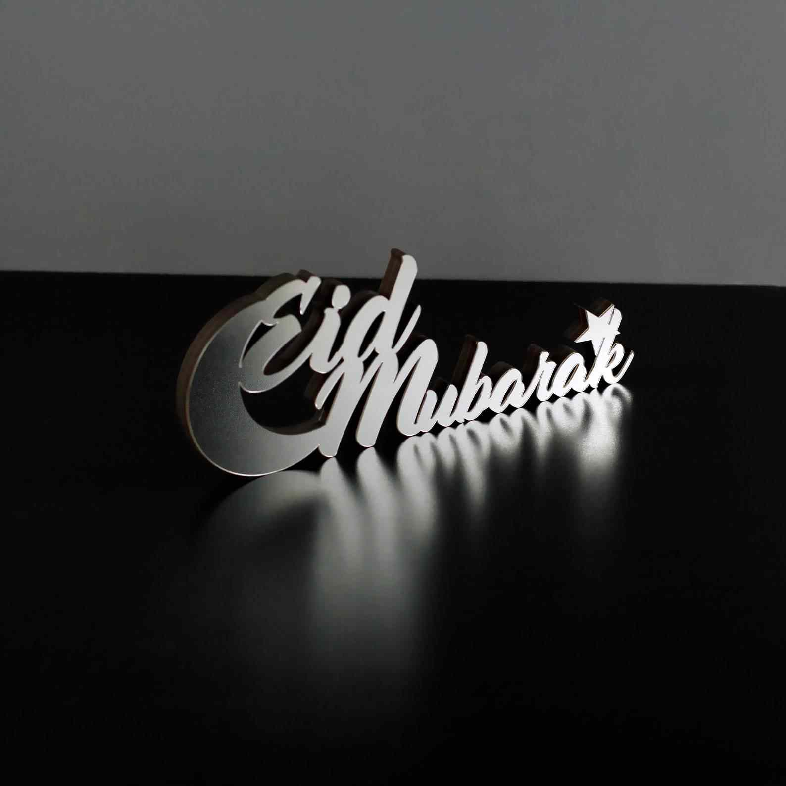 Eid Mubarak Lunate Wooden Islamic Gift Tabletop Decor - Image 10