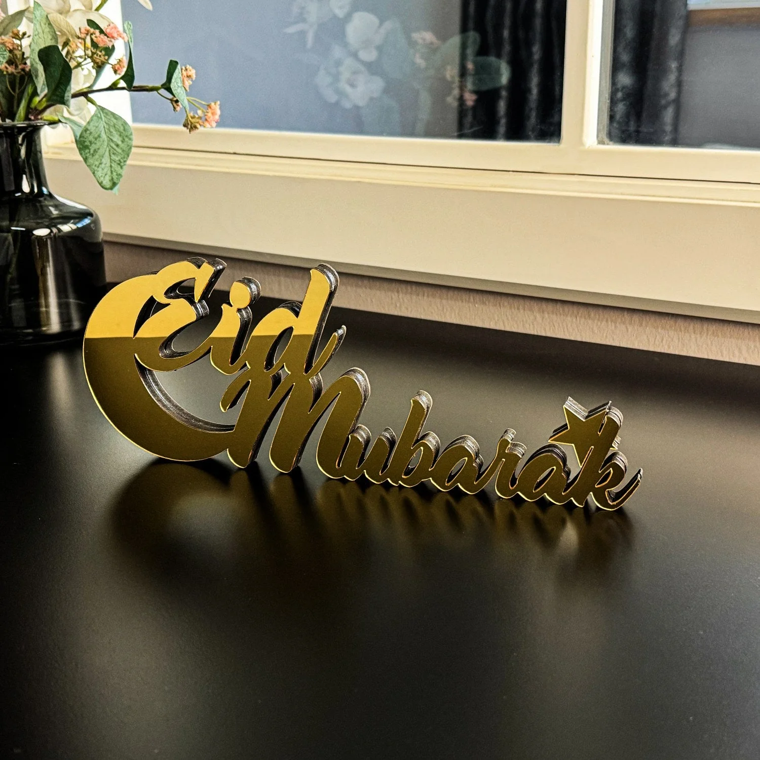 Eid Mubarak Lunate Wooden Islamic Gift Tabletop Decor - Image 13