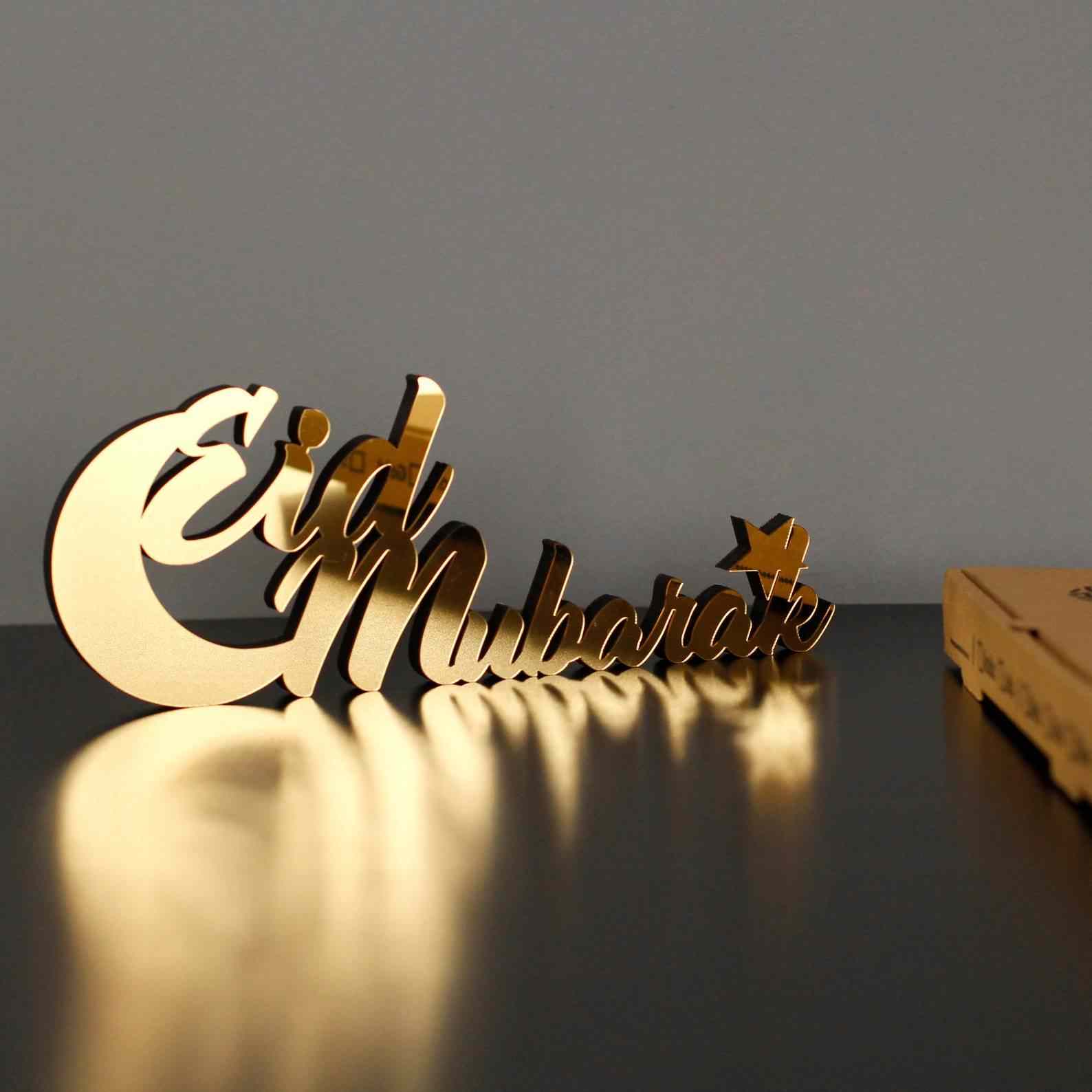 Eid Mubarak Lunate Wooden Islamic Gift Tabletop Decor - Image 8