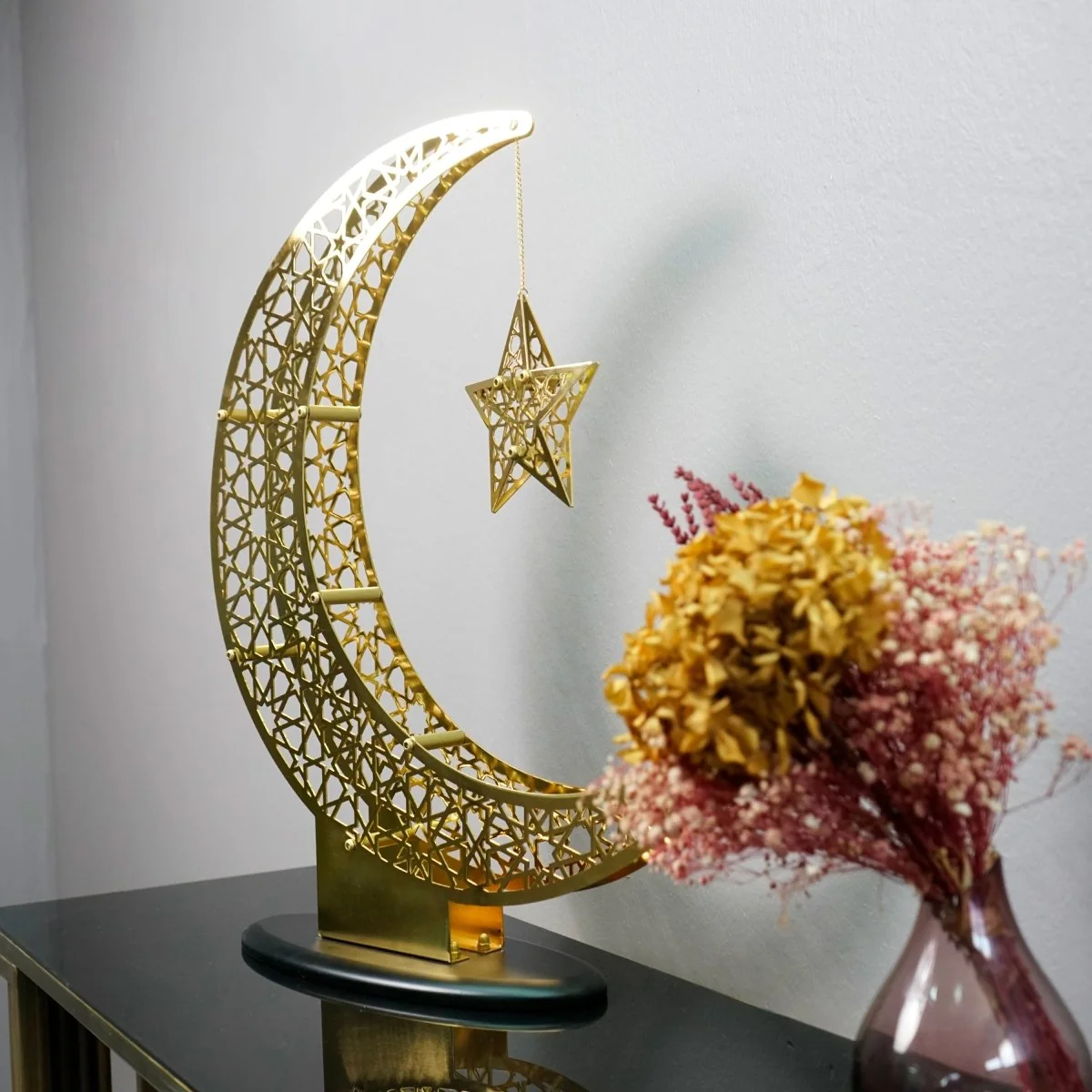 Shiny Crescent Moon & Star Metal Islamic Home Decor - Islamic Gift - Image 10