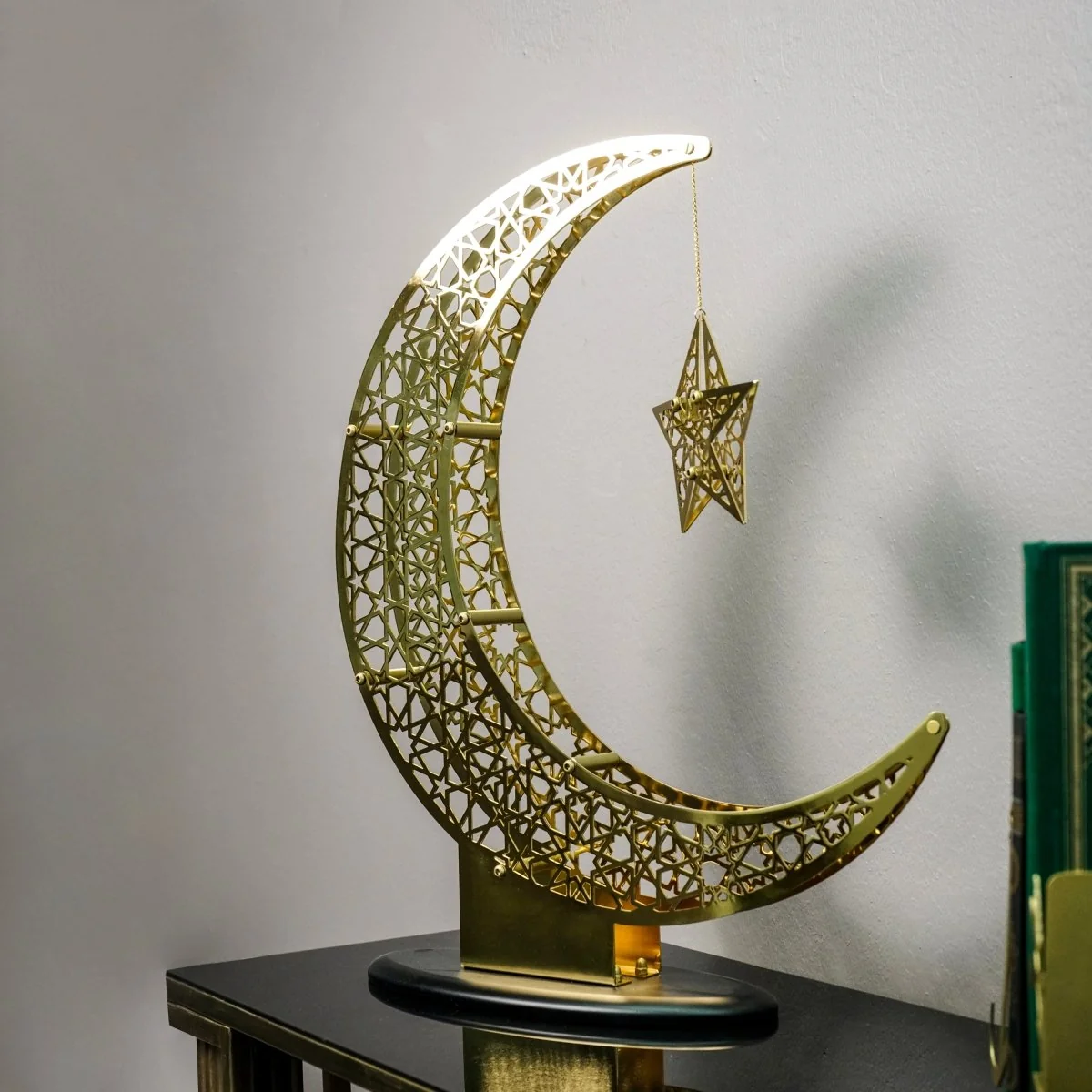 Shiny Crescent Moon & Star Metal Islamic Home Decor - Islamic Gift - Image 14