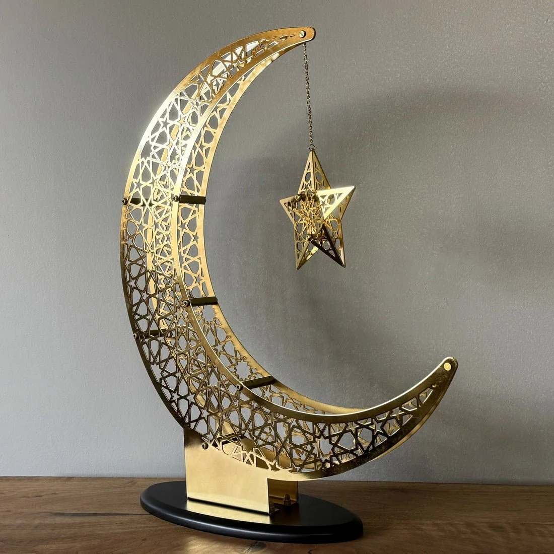 Shiny Crescent Moon & Star Metal Islamic Home Decor - Islamic Gift - Image 17