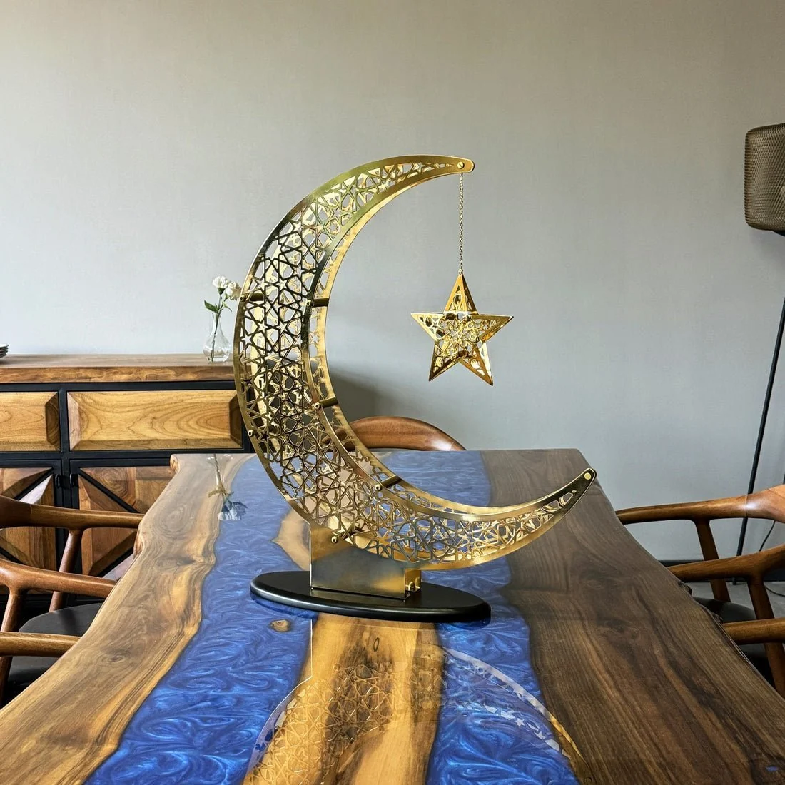 Shiny Crescent Moon & Star Metal Islamic Home Decor - Islamic Gift - Image 22