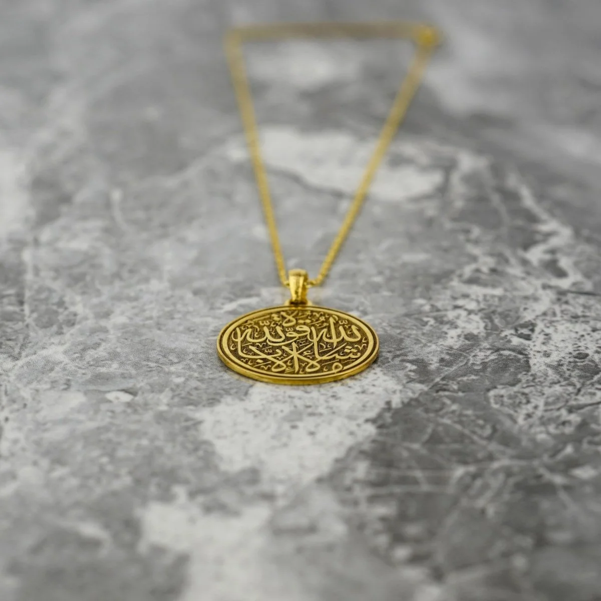 Islamic Necklace - Mashallah La Quwwata Illa Billah 18K Gold Plated Silver Pendant - Image 8