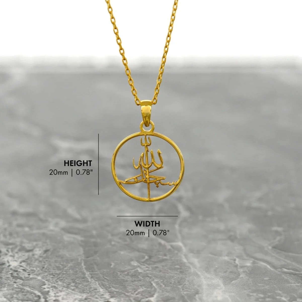 Islamic Necklace - Subhanallah Written 18K Gold Plated Silver Pendant - Image 6