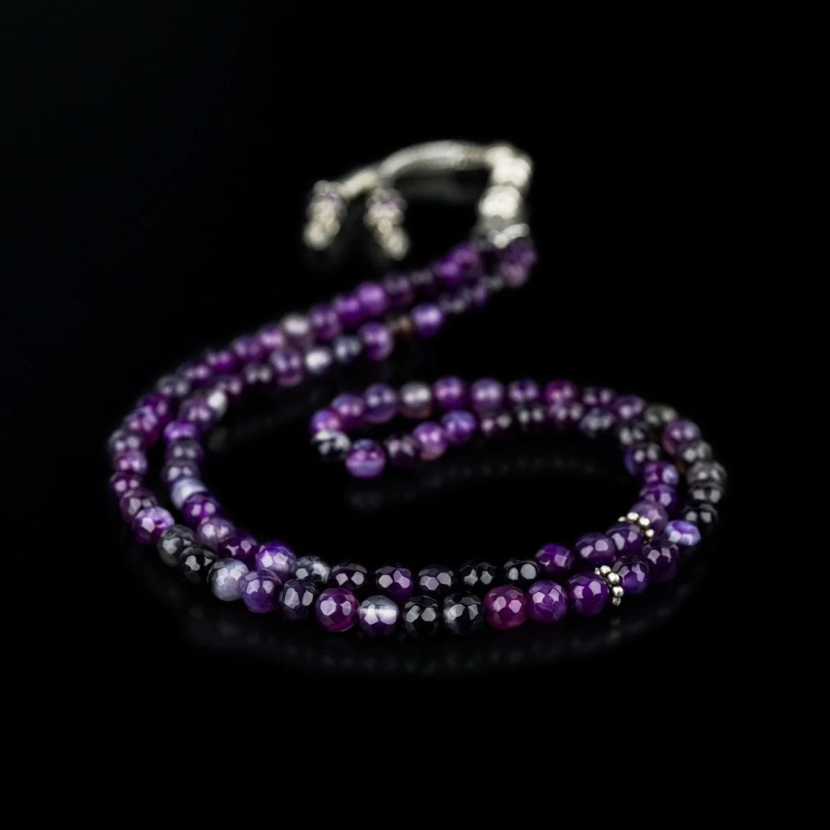 Islamic Prayer Beads-Purple Agate Prayer Beads - Faceted Cut - Image 6