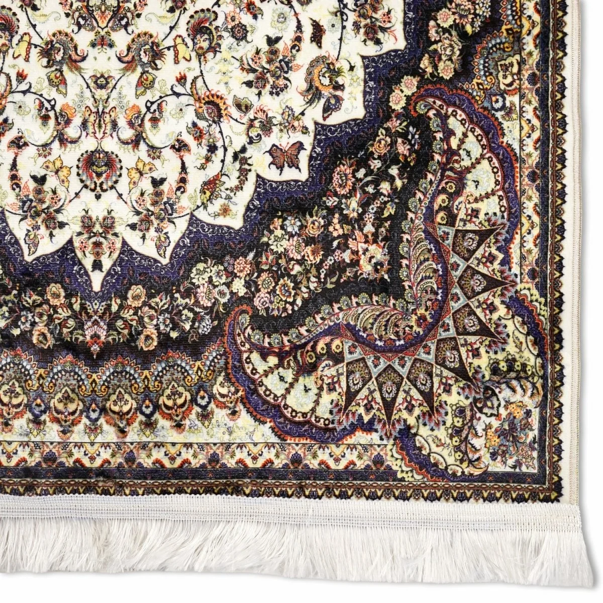 Islamic Prayer Rug - Beige & Black Vintage Floral - Image 6