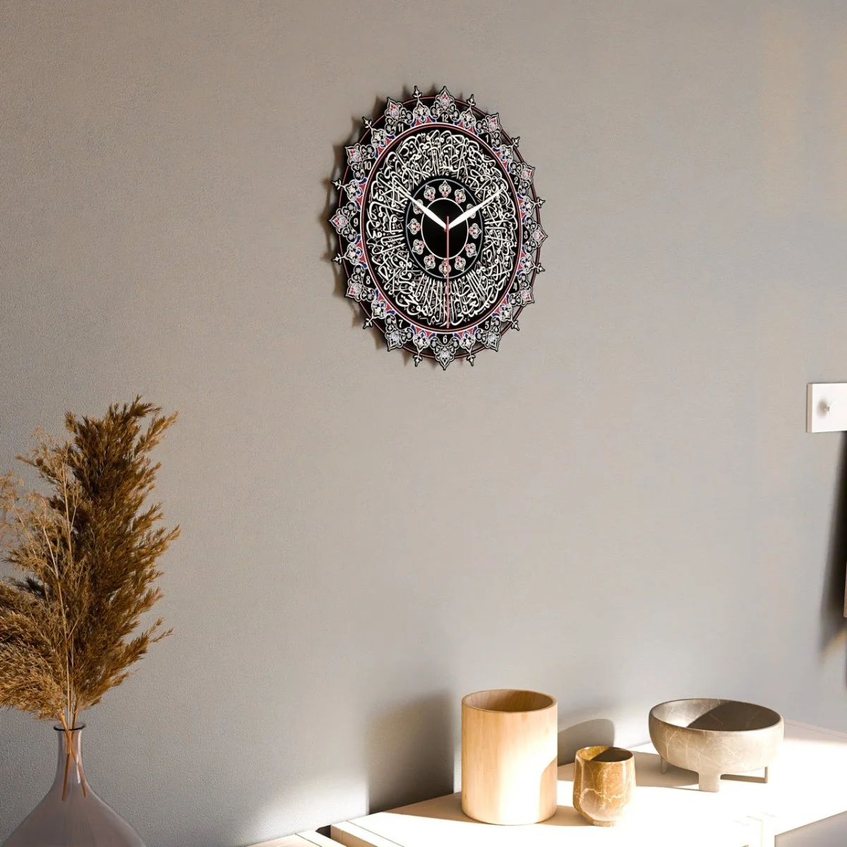Islamic Wall Clock with Ayatul Kursi Calligraphy - Elegant Muslim Home Decor - Image 15