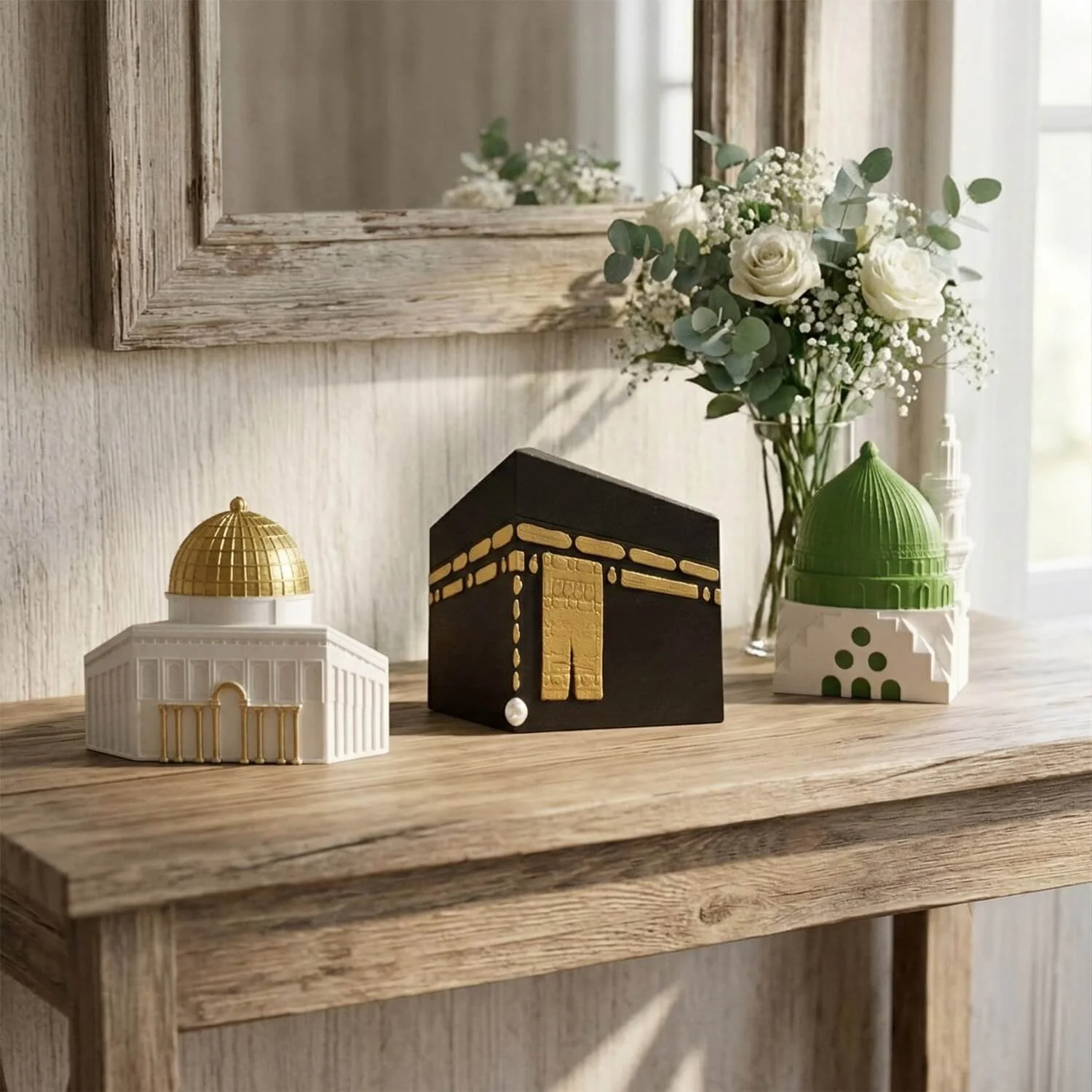 Kaaba, Al-Aqsa, Al-Nabawi Set of 3 Masjids - Stone Islamic Table Decor - Image 3