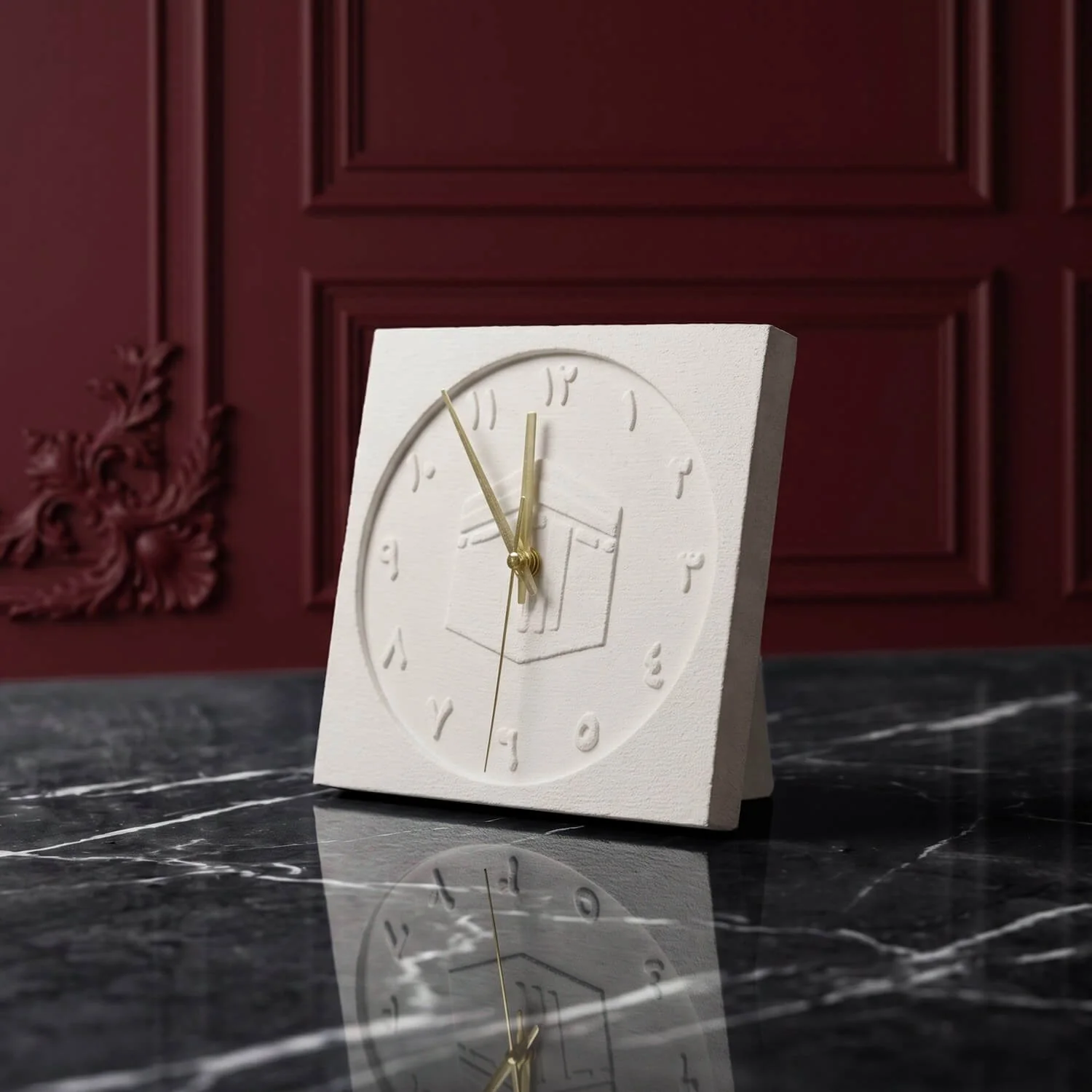 Kaaba Stone Desktop Clock Arabic Numerals Premium Islamic Decor - Image 3