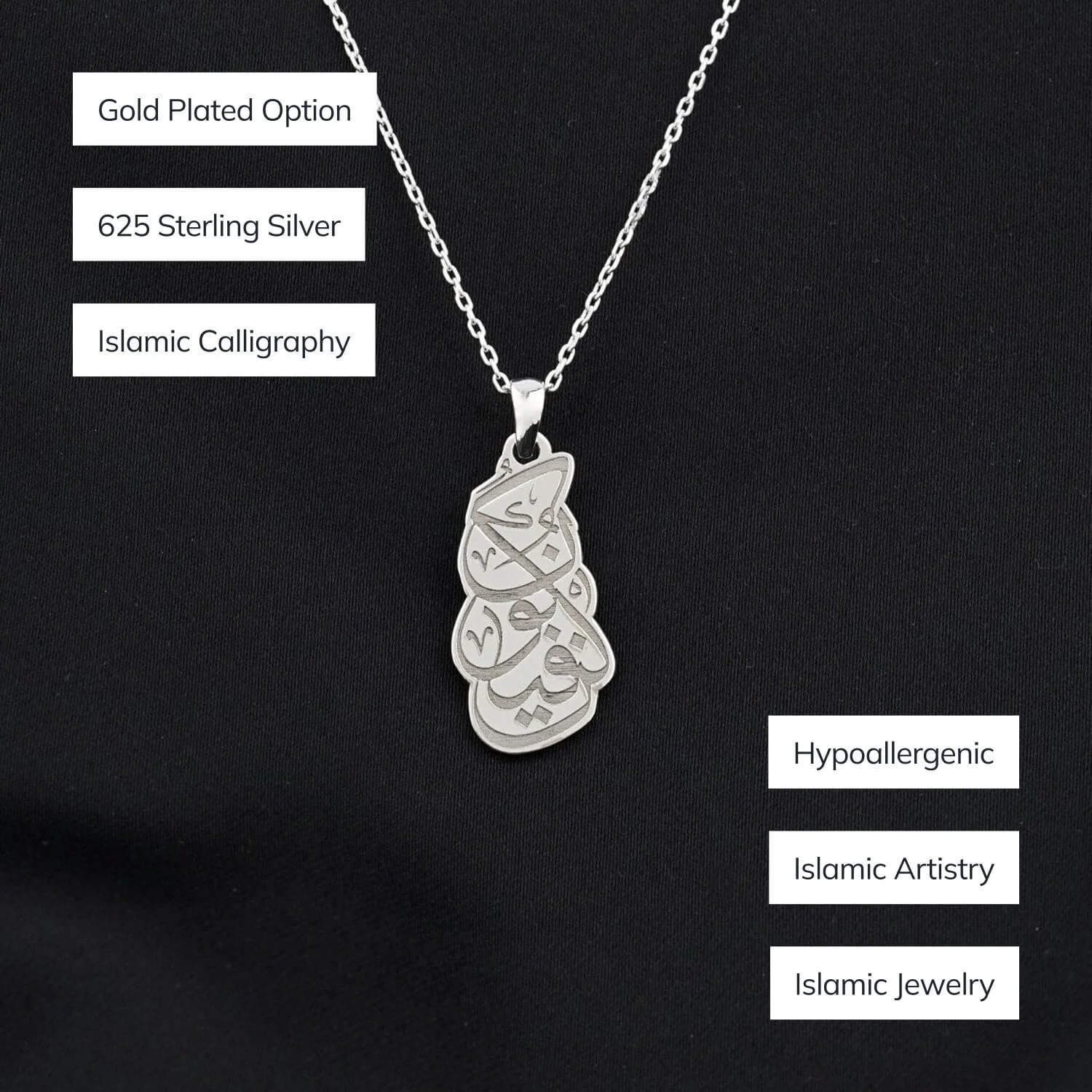 Kun Faya Kun Muslim Jewelry - 18K Gold Plated Silver Islamic Pendant - Image 3