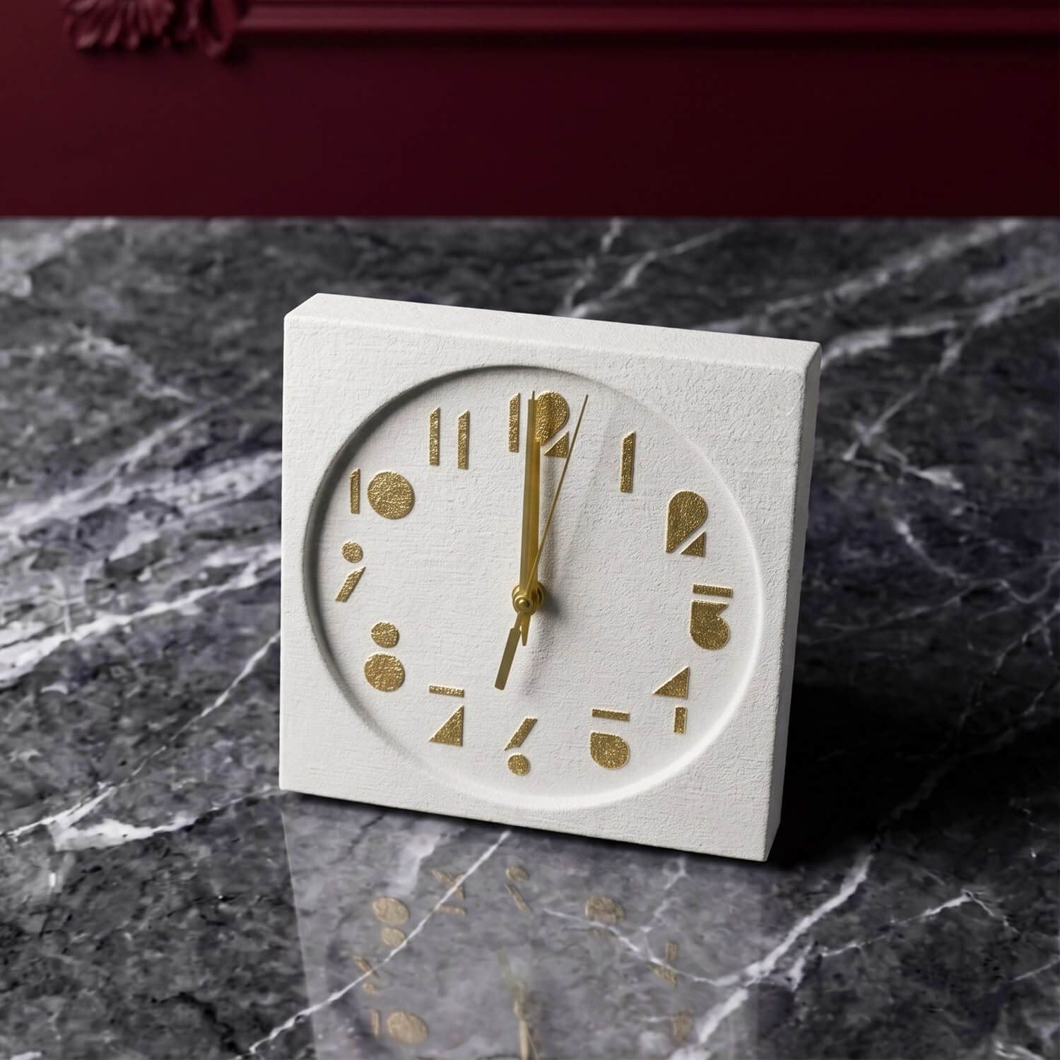 Latin Numbers Stone Desktop Clock Premium Decor - Image 3