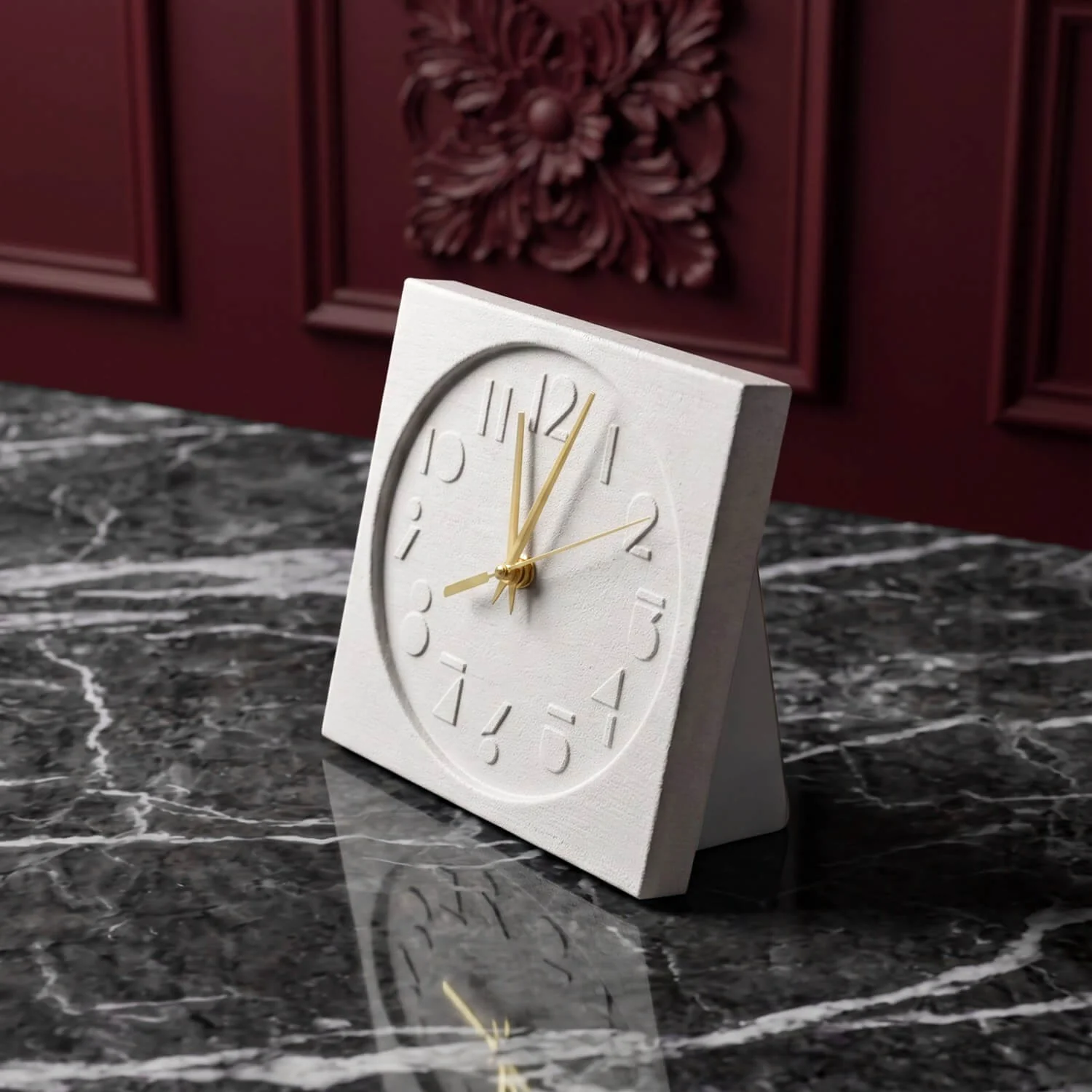 Latin Numbers Stone Desktop Clock Premium Decor - Image 5