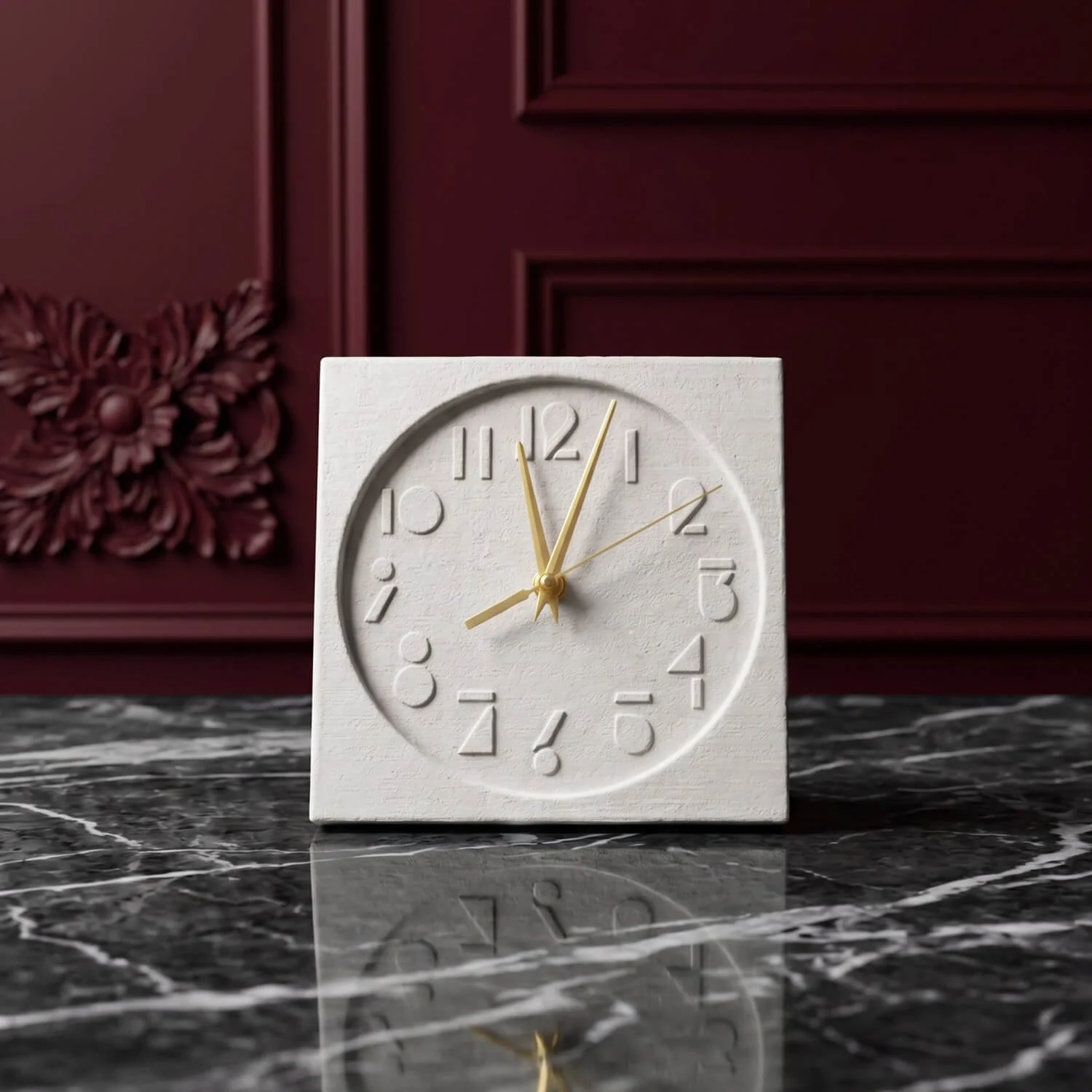Latin Numbers Stone Desktop Clock Premium Decor - Image 6