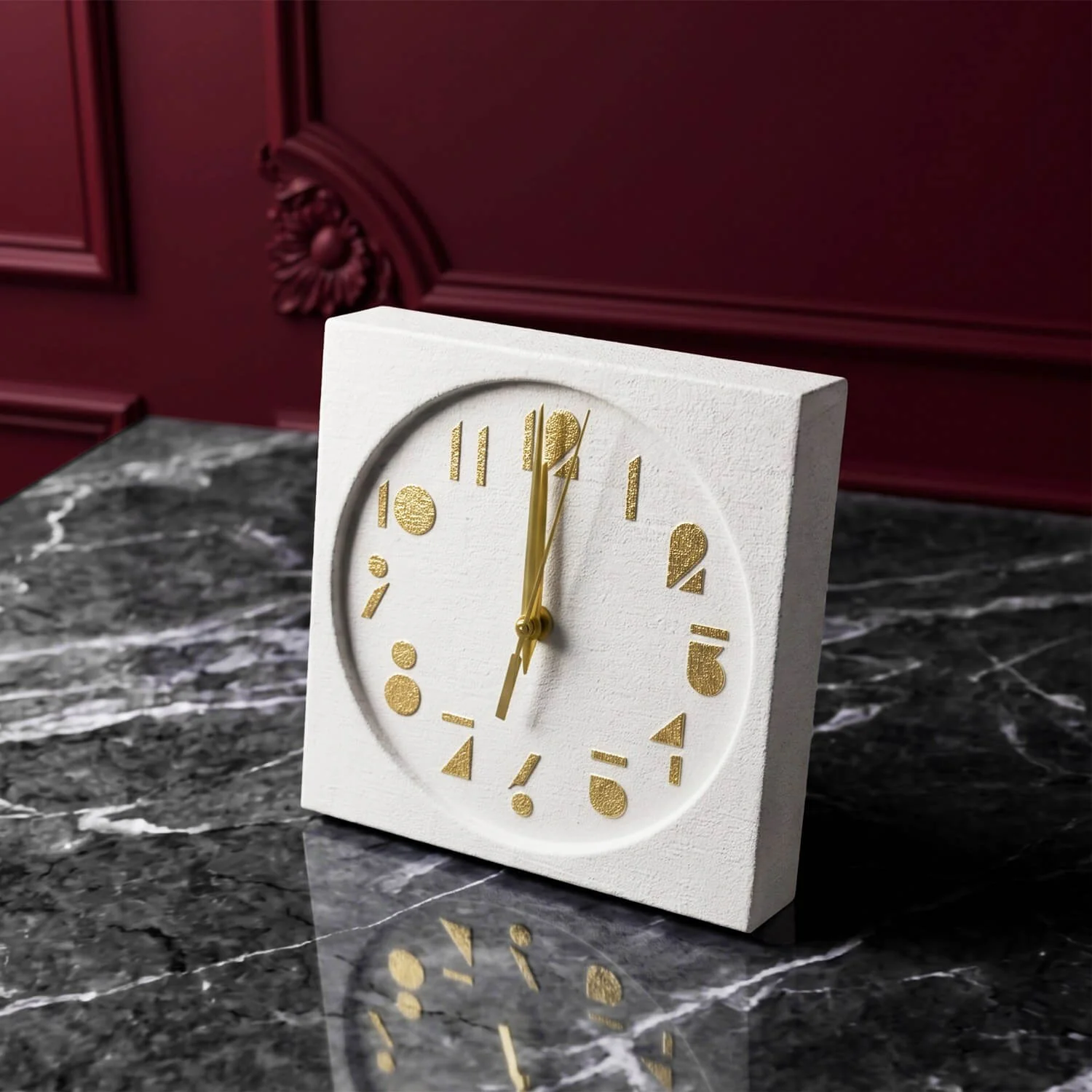Latin Numbers Stone Desktop Clock Premium Decor - Image 7