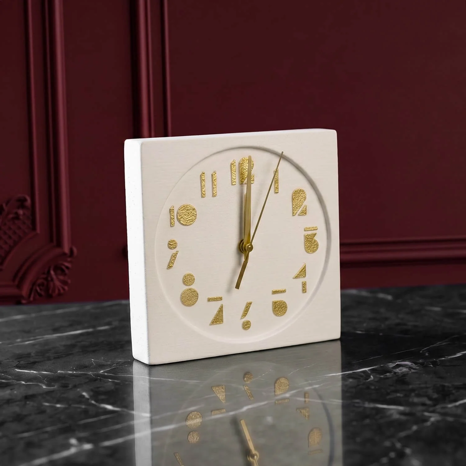 Latin Numbers Stone Desktop Clock Premium Decor - Image 9